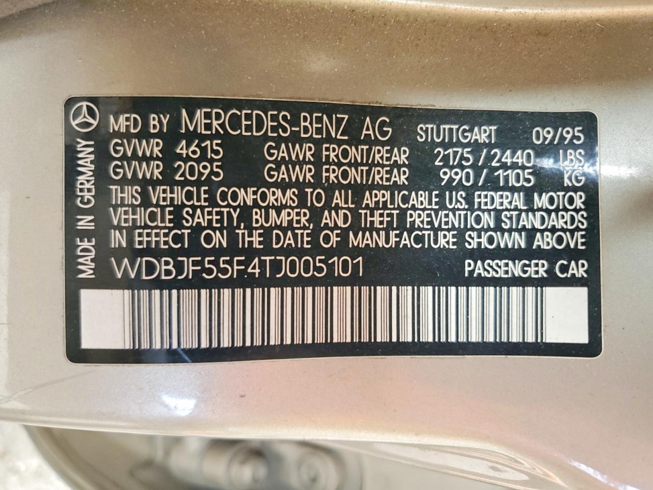 1996 Mercedes-benz E 320 Silver vin: WDBJF55F4TJ005101