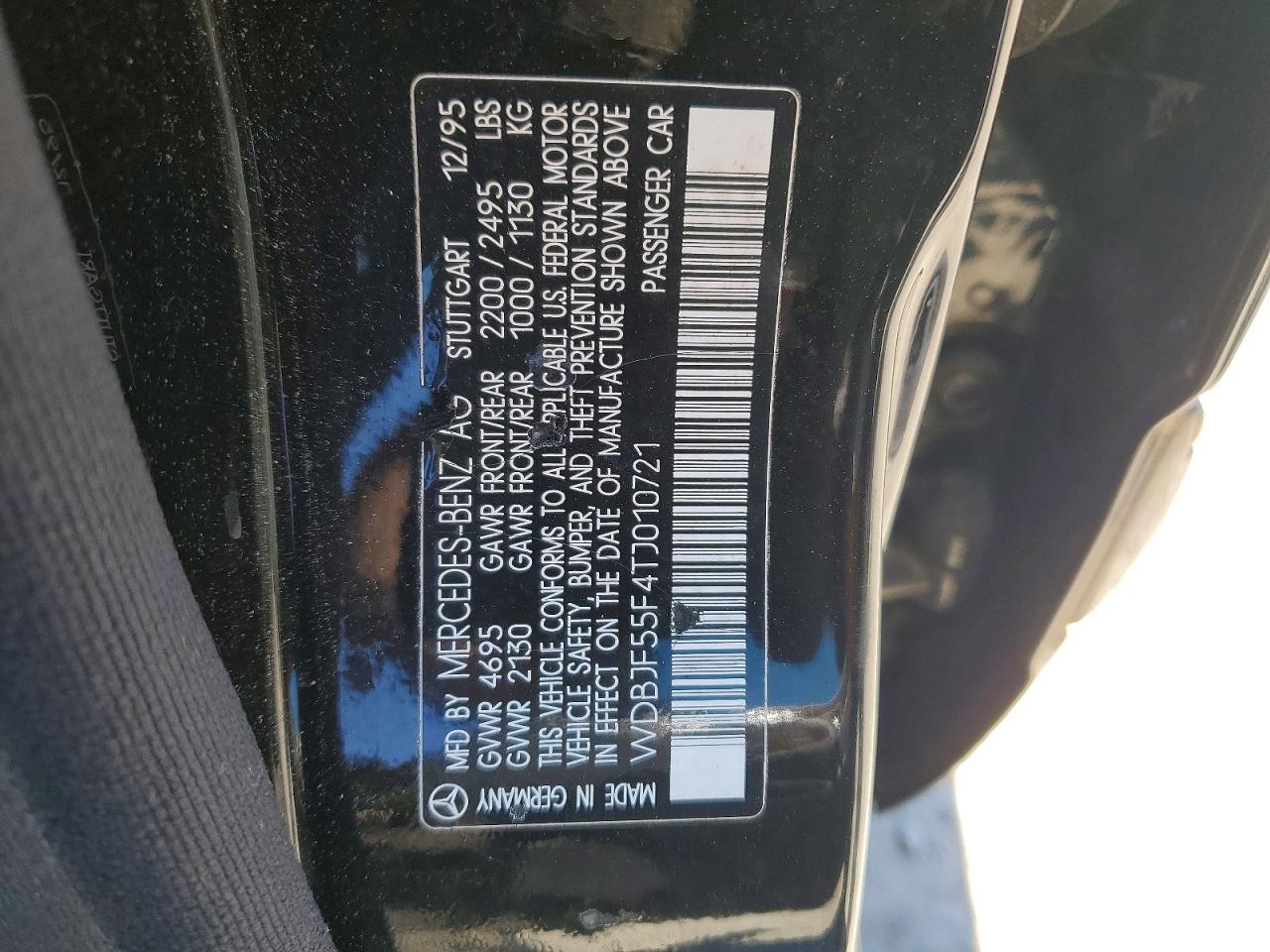 1996 Mercedes-benz E 320 Black vin: WDBJF55F4TJ010721