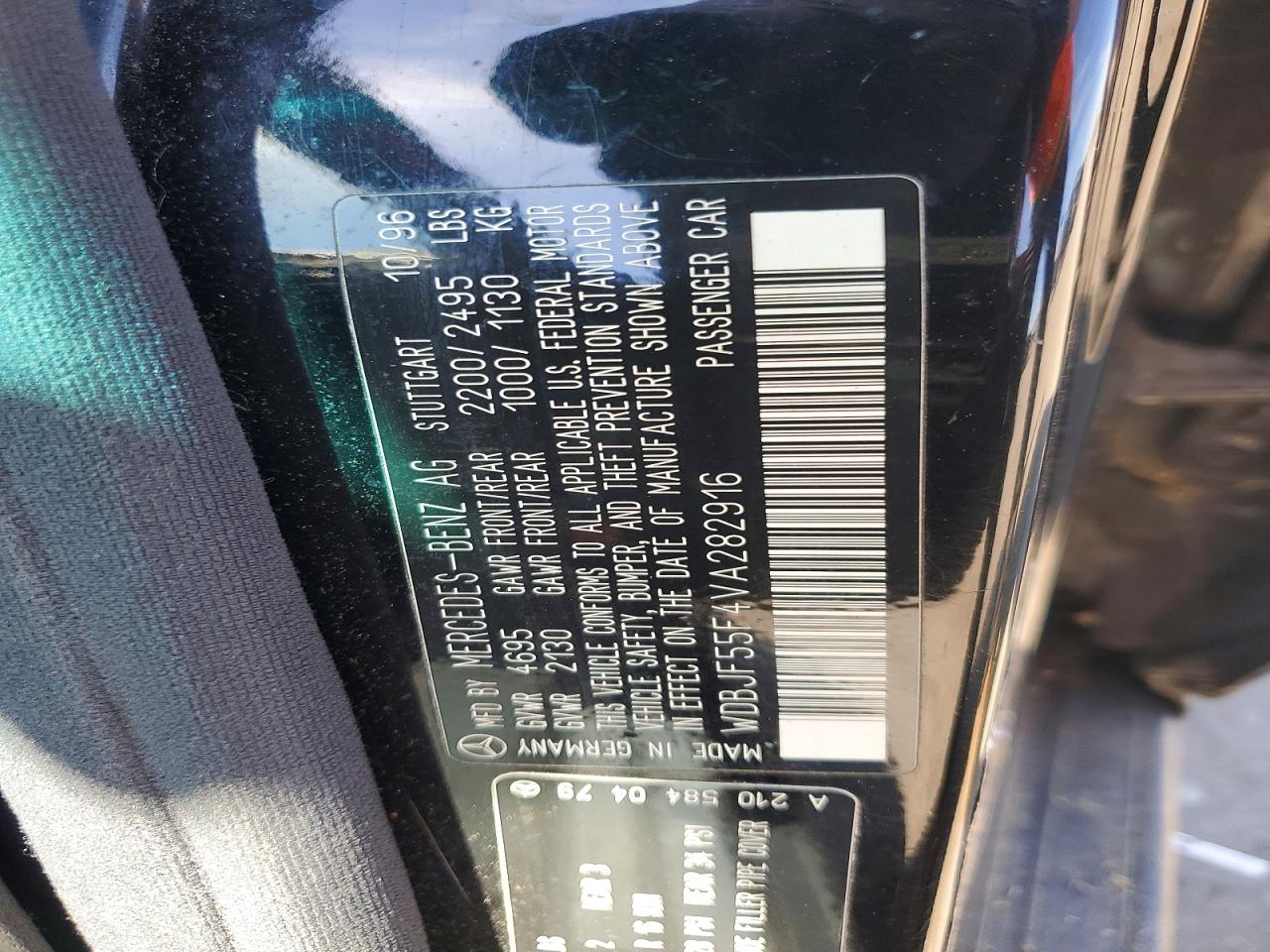 1997 Mercedes-benz E 320 Black vin: WDBJF55F4VA282916