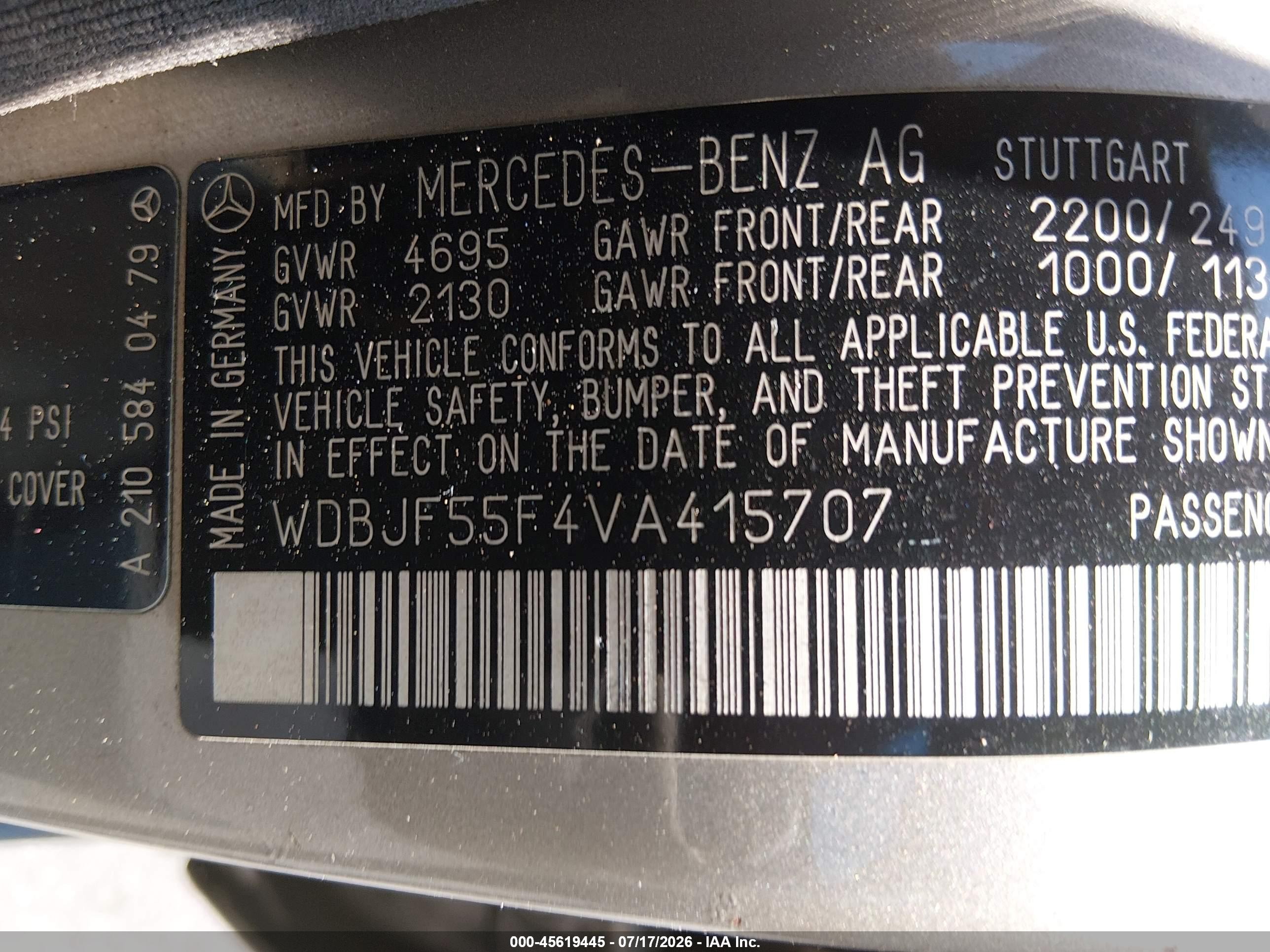 1997 Mercedes-benz E 320   Champagne vin: WDBJF55F4VA415707