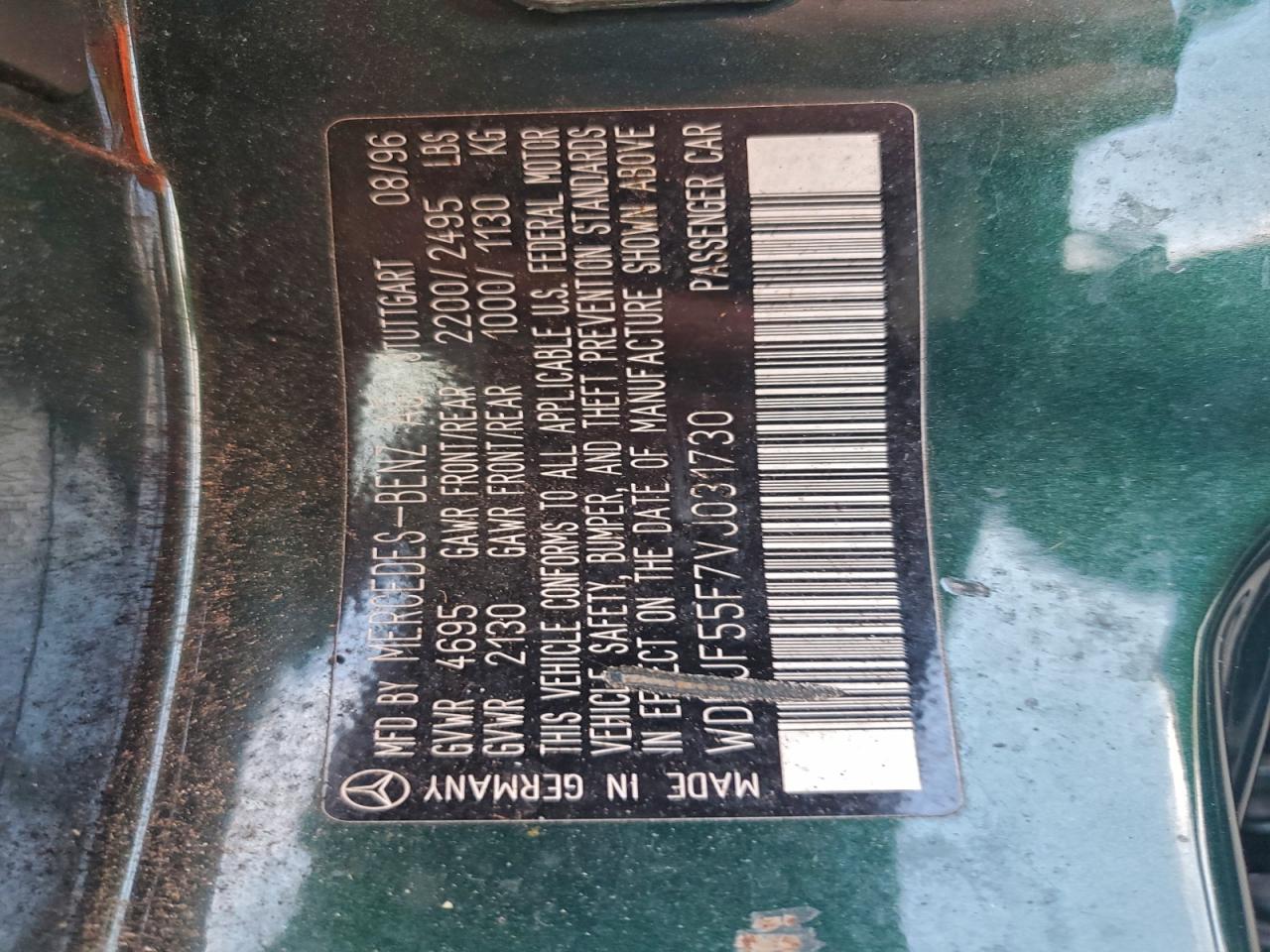1997 Mercedes-benz E 320 Зеленый vin: WDBJF55F7VJ031730