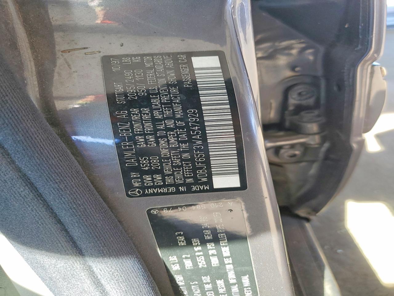 1998 Mercedes-benz E 320 Серый vin: WDBJF65F3WA547929