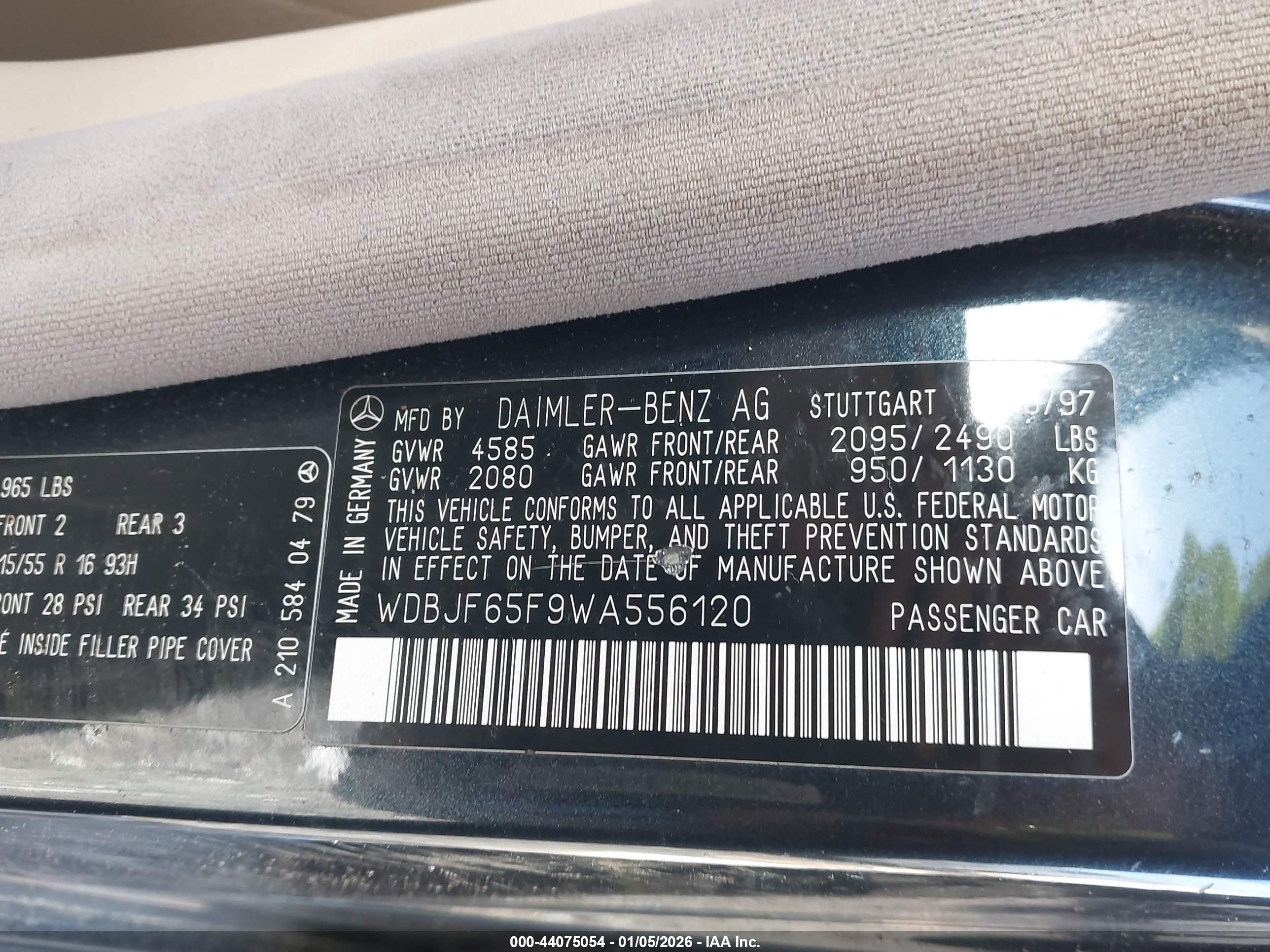 1998 Mercedes-benz E 320   Черный vin: WDBJF65F9WA556120