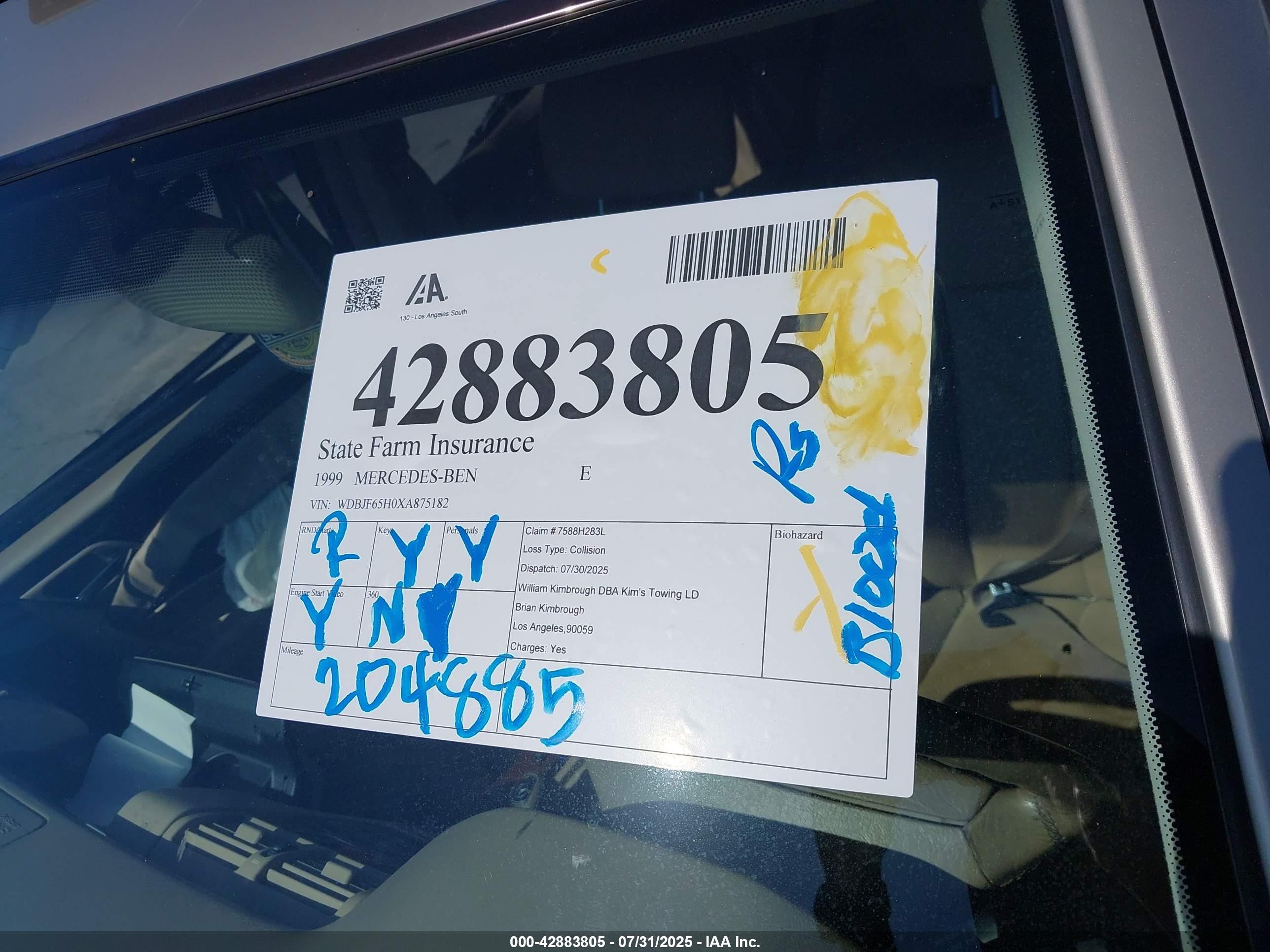 1999 Mercedes-benz E 320   Золотой vin: WDBJF65H0XA875182