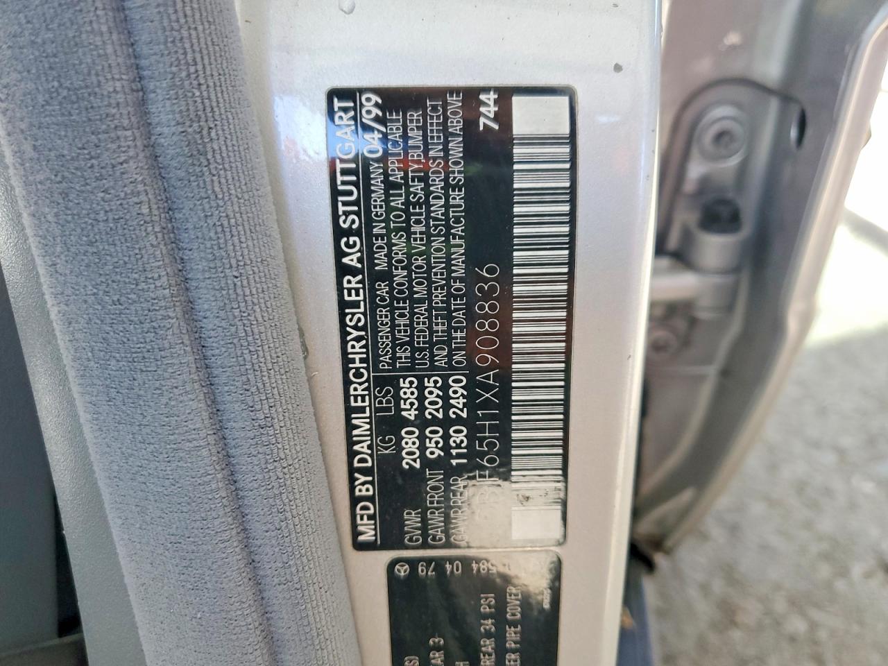 1999 Mercedes-benz E 320 Серебряный vin: WDBJF65H1XA908836