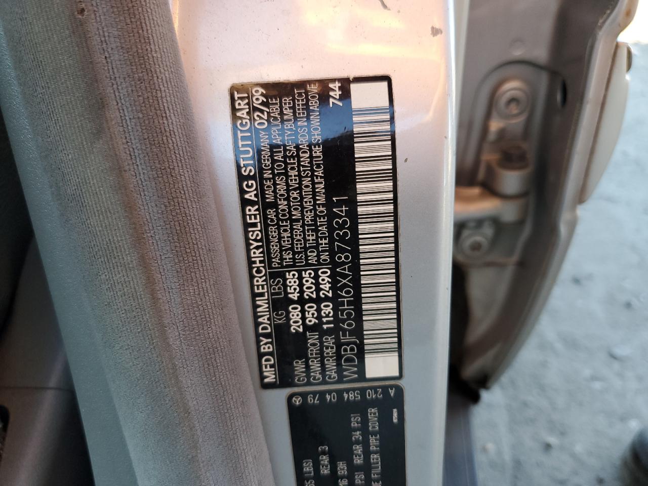 1999 Mercedes-benz E 320 Серебряный vin: WDBJF65H6XA873341