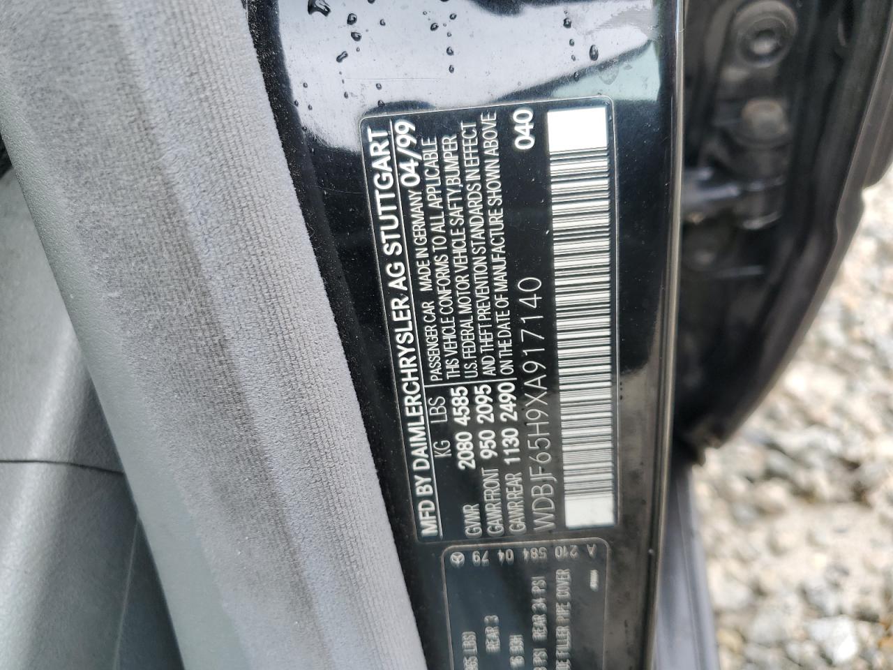 1999 Mercedes-benz E 320 Black vin: WDBJF65H9XA917140