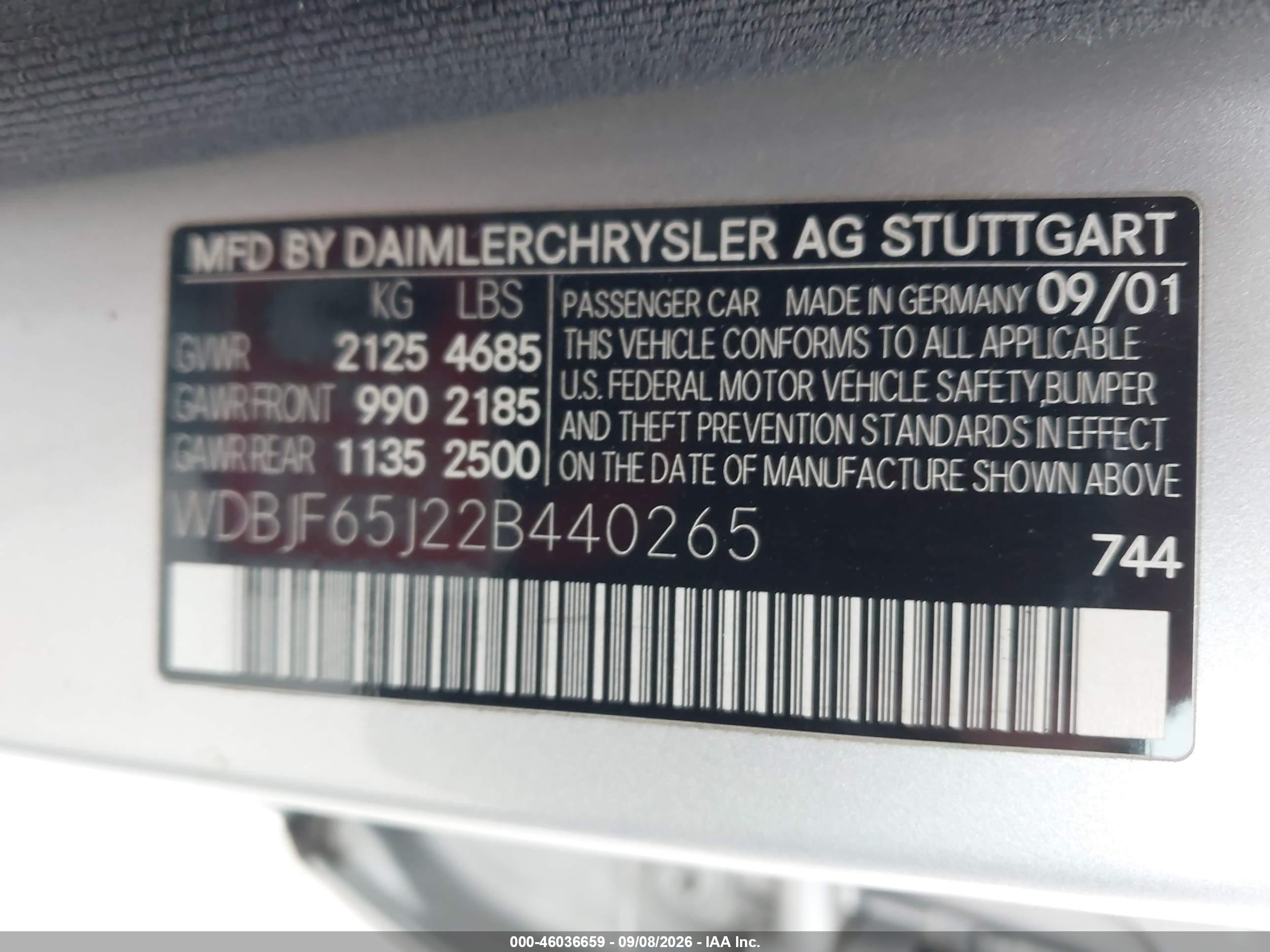 2002 Mercedes-benz E 320 Special Edition Silver vin: WDBJF65J22B440265