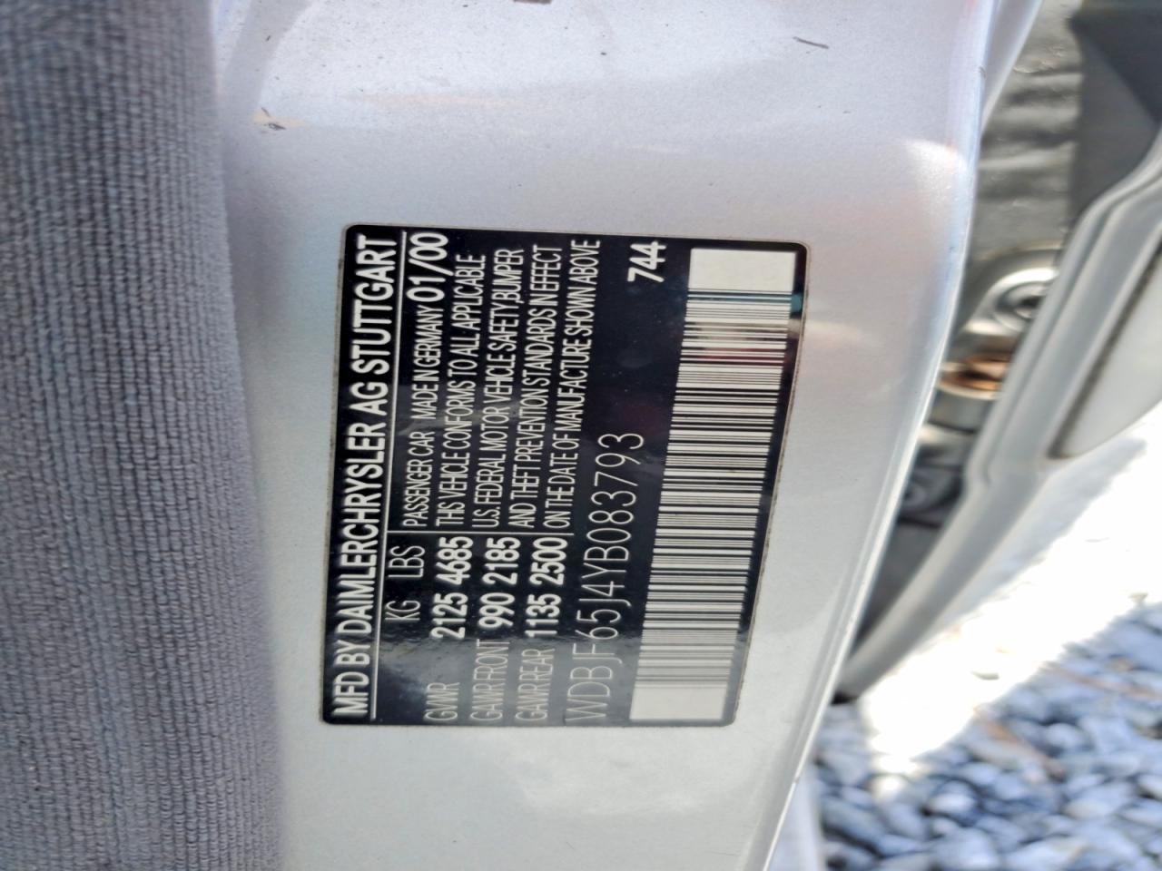 2000 Mercedes-benz E 320 Silver vin: WDBJF65J4YB083793
