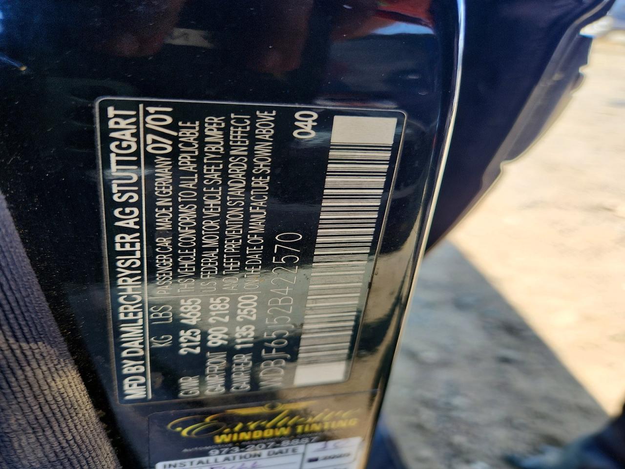 2002 Mercedes-benz E 320 Black vin: WDBJF65J52B422570