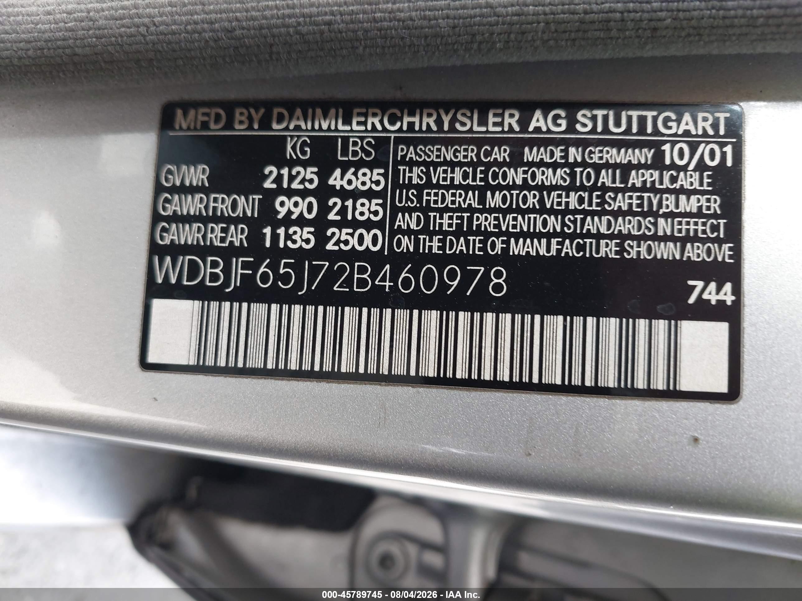 2002 Mercedes-benz E 320 Special Edition Бордовый vin: WDBJF65J72B460978