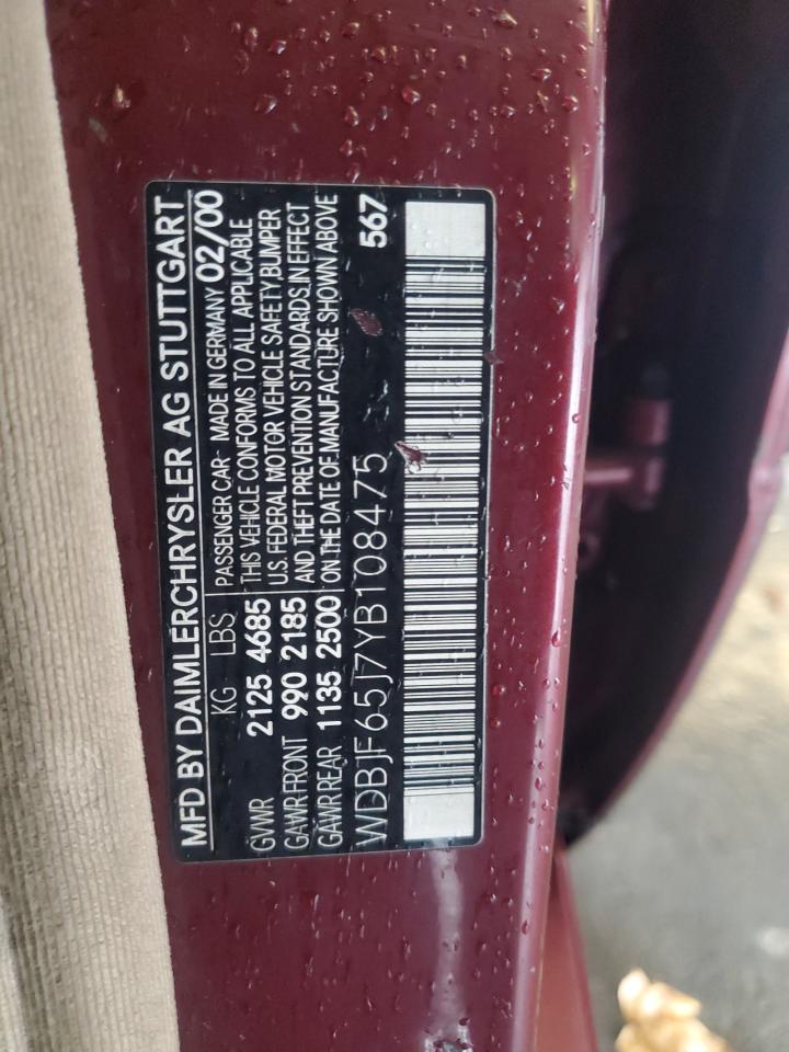 2000 Mercedes-benz E 320 Burgundy vin: WDBJF65J7YB108475