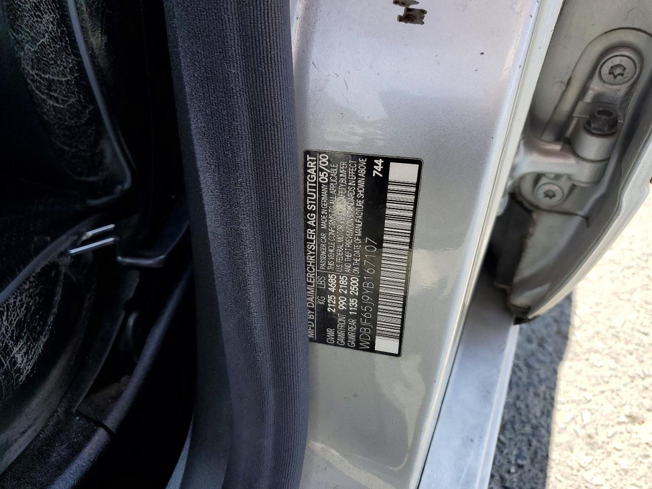 2000 Mercedes-benz E 320 Silver vin: WDBJF65J9YB167107