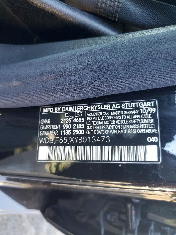 2000 Mercedes-benz E 320 Black vin: WDBJF65JXYB013473