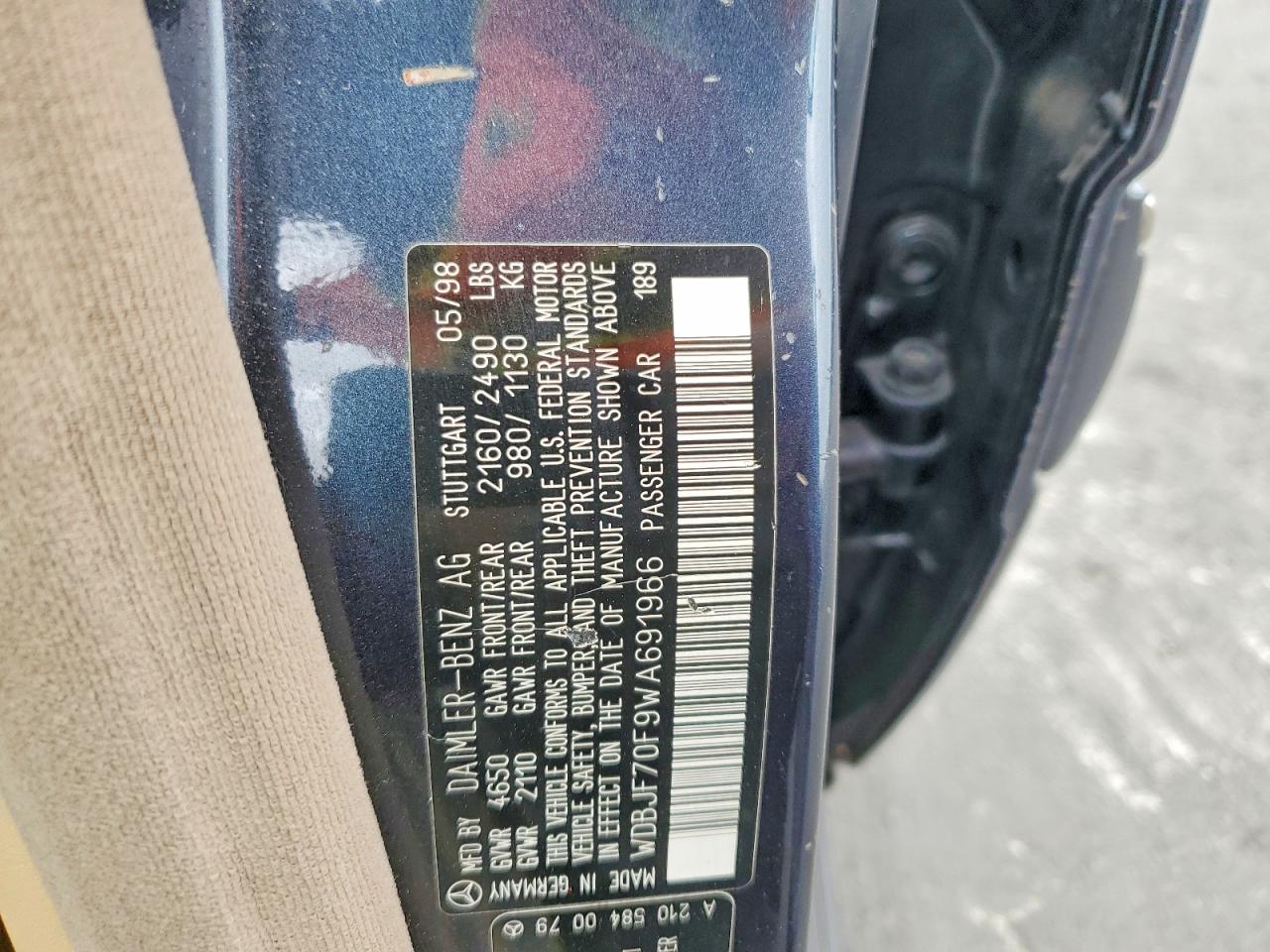 1998 Mercedes-benz E 430 Blue vin: WDBJF70F9WA691966
