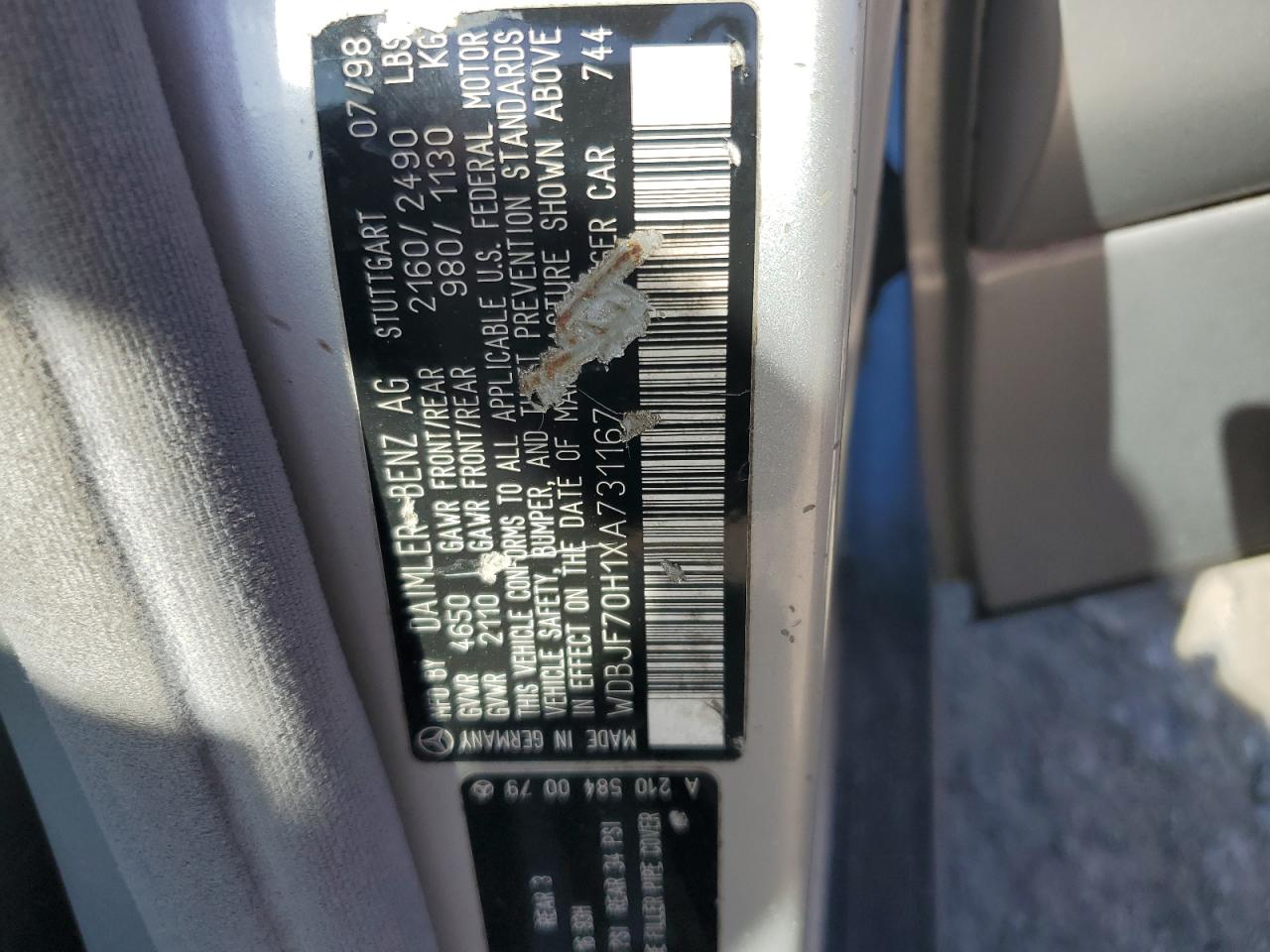 1999 Mercedes-benz E 430 Silver vin: WDBJF70H1XA731167