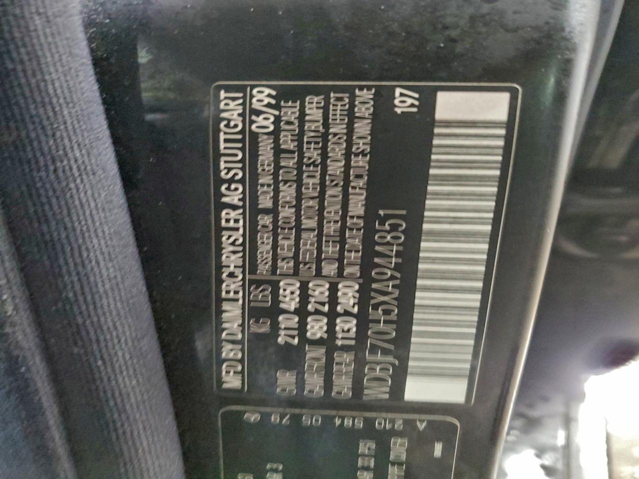 1999 Mercedes-benz E 430 Черный vin: WDBJF70H5XA944851