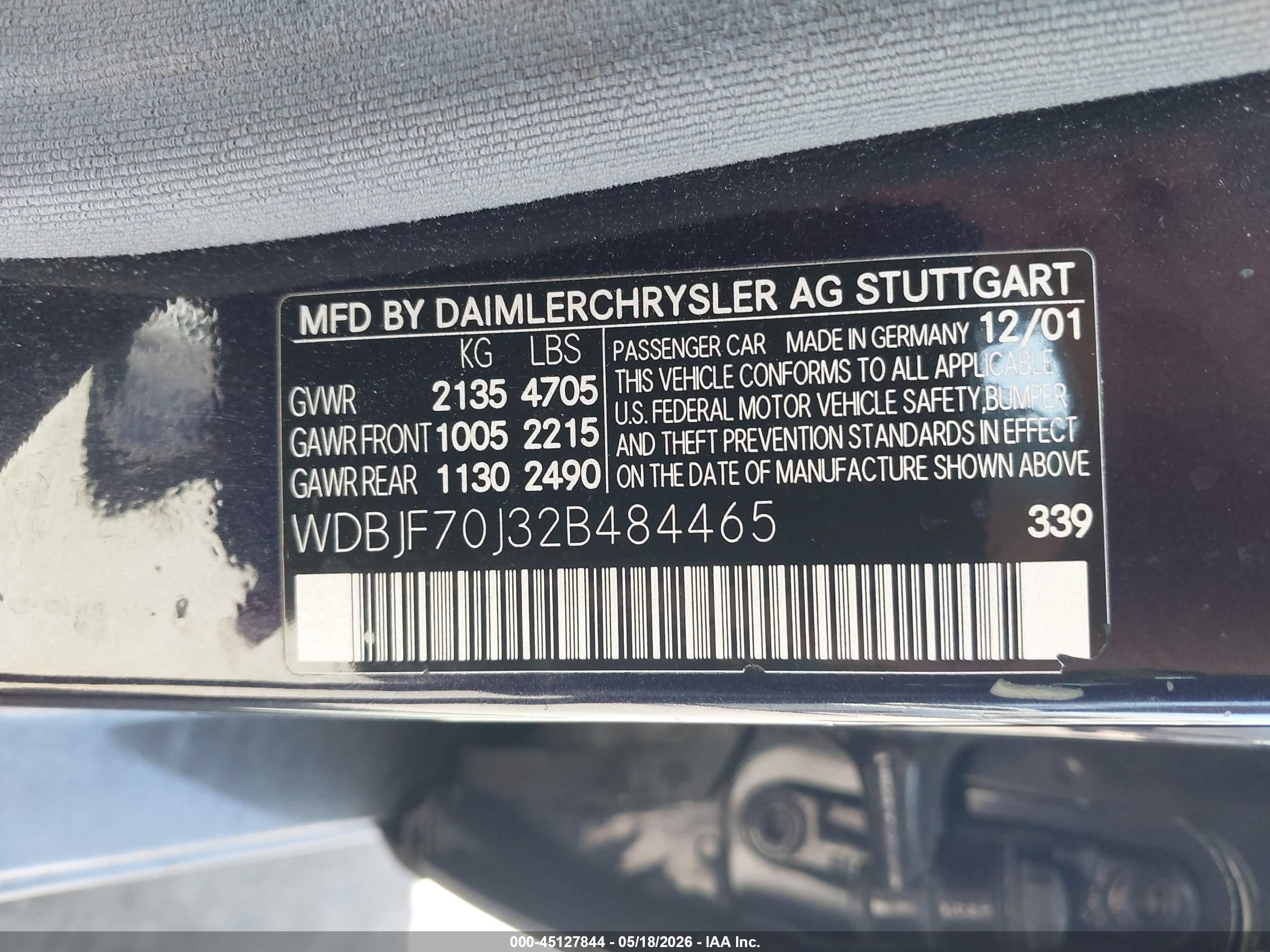 2002 Mercedes-benz E 430 Special Edition Dark Blue vin: WDBJF70J32B484465