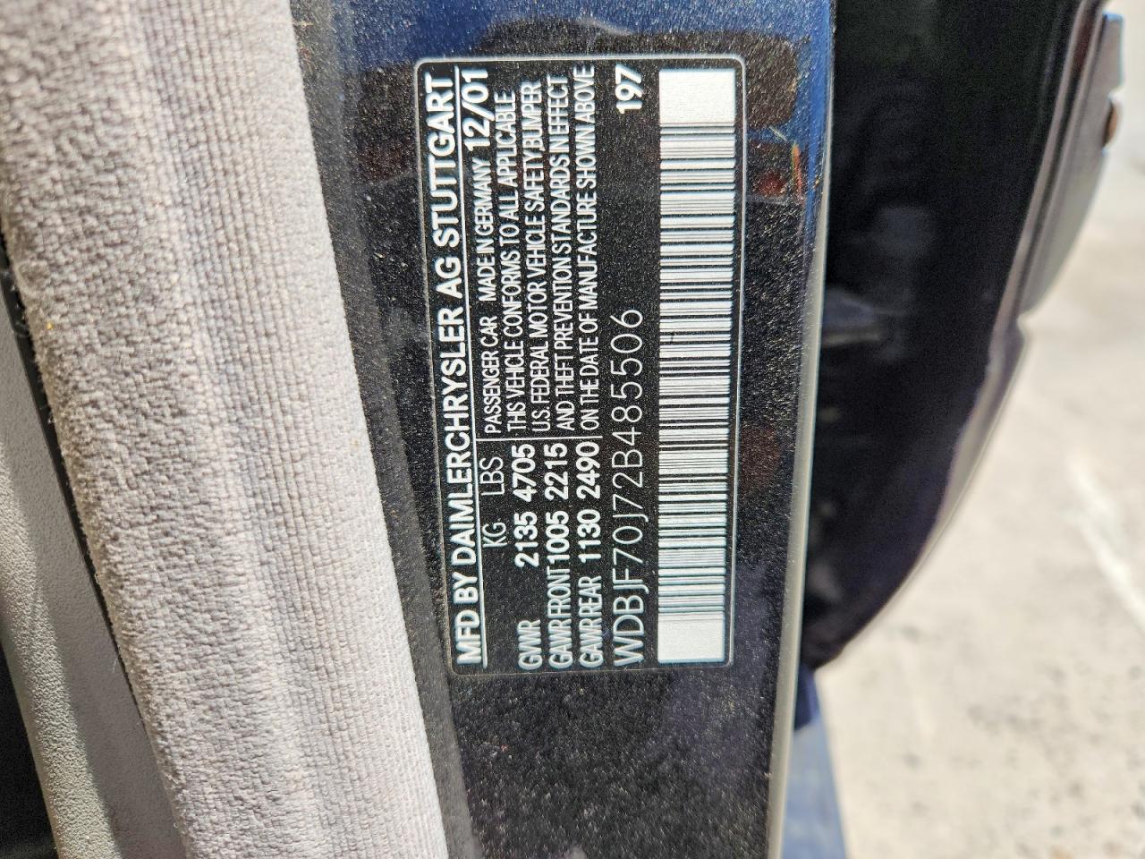2002 Mercedes-benz E 430 Черный vin: WDBJF70J72B485506