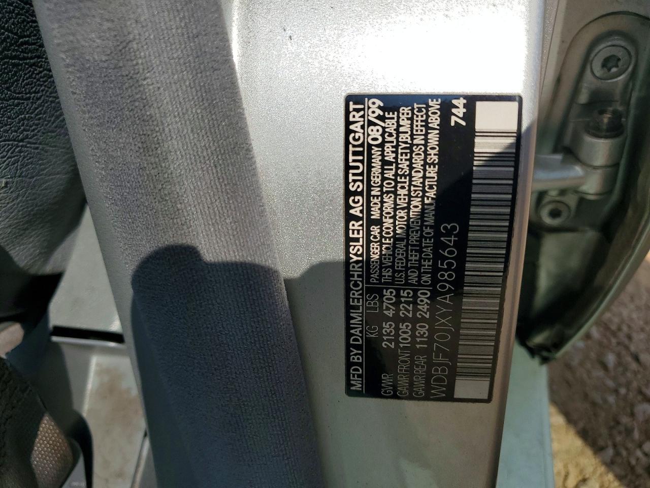 2000 Mercedes-benz E 430 Silver vin: WDBJF70JXYA985643