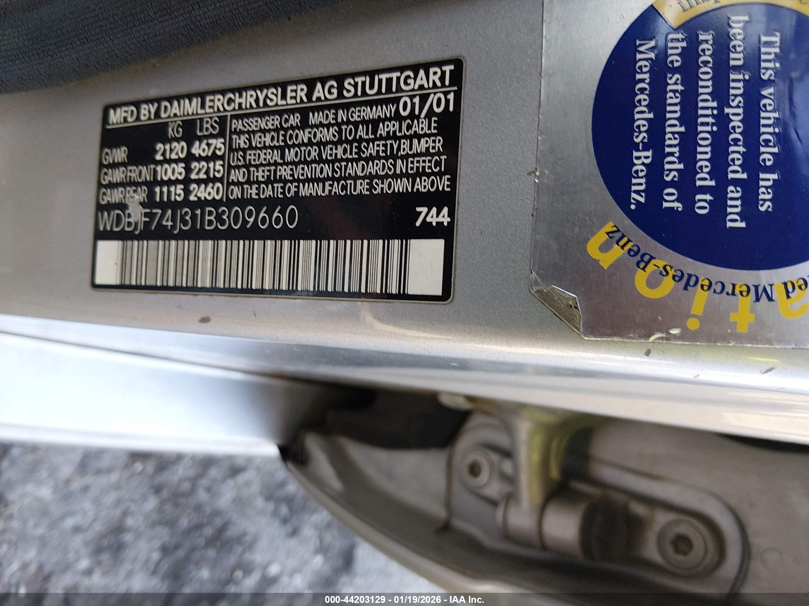 2001 Mercedes-benz E 55 Amg   Серебряный vin: WDBJF74J31B309660