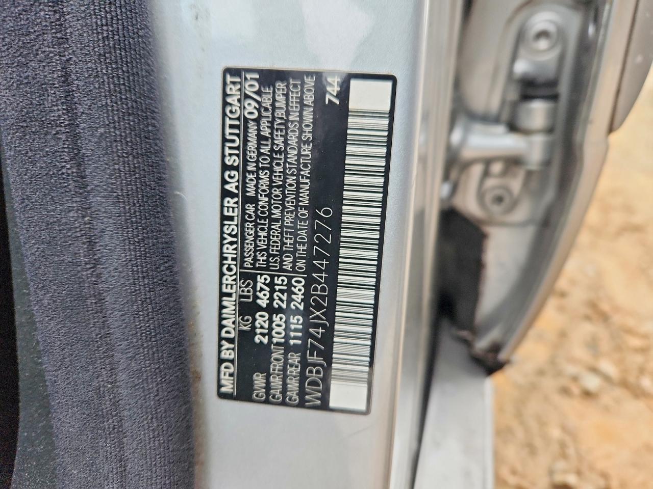 2002 Mercedes-benz E 55 Amg Silver vin: WDBJF74JX2B447276