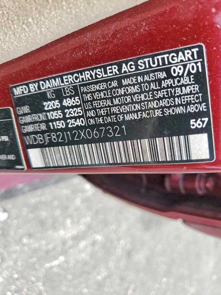 2002 Mercedes-benz E 320 4matic Burgundy vin: WDBJF82J12X067321