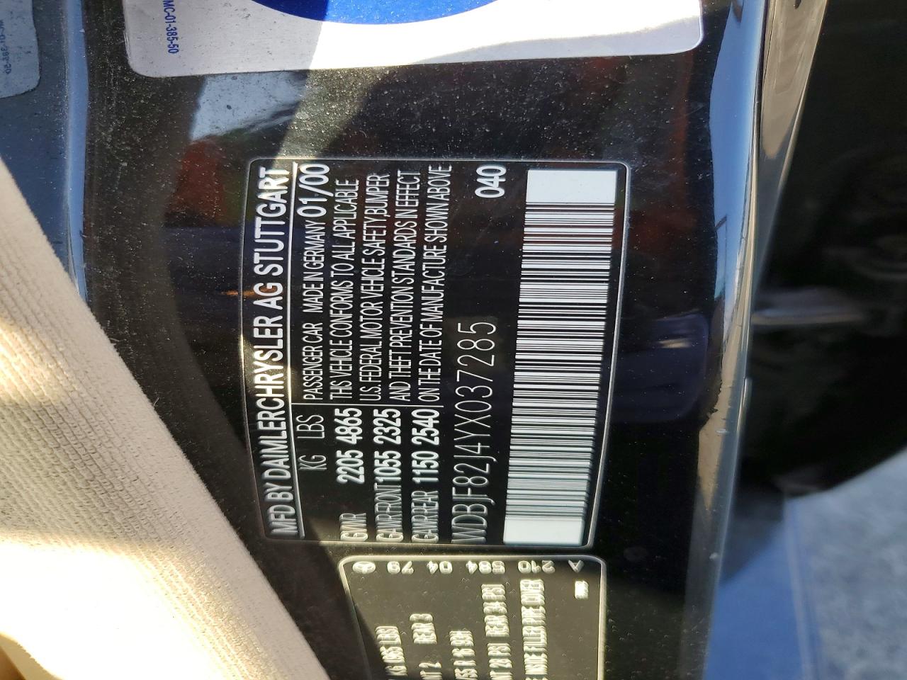 2000 Mercedes-benz E 320 4matic Black vin: WDBJF82J4YX037285