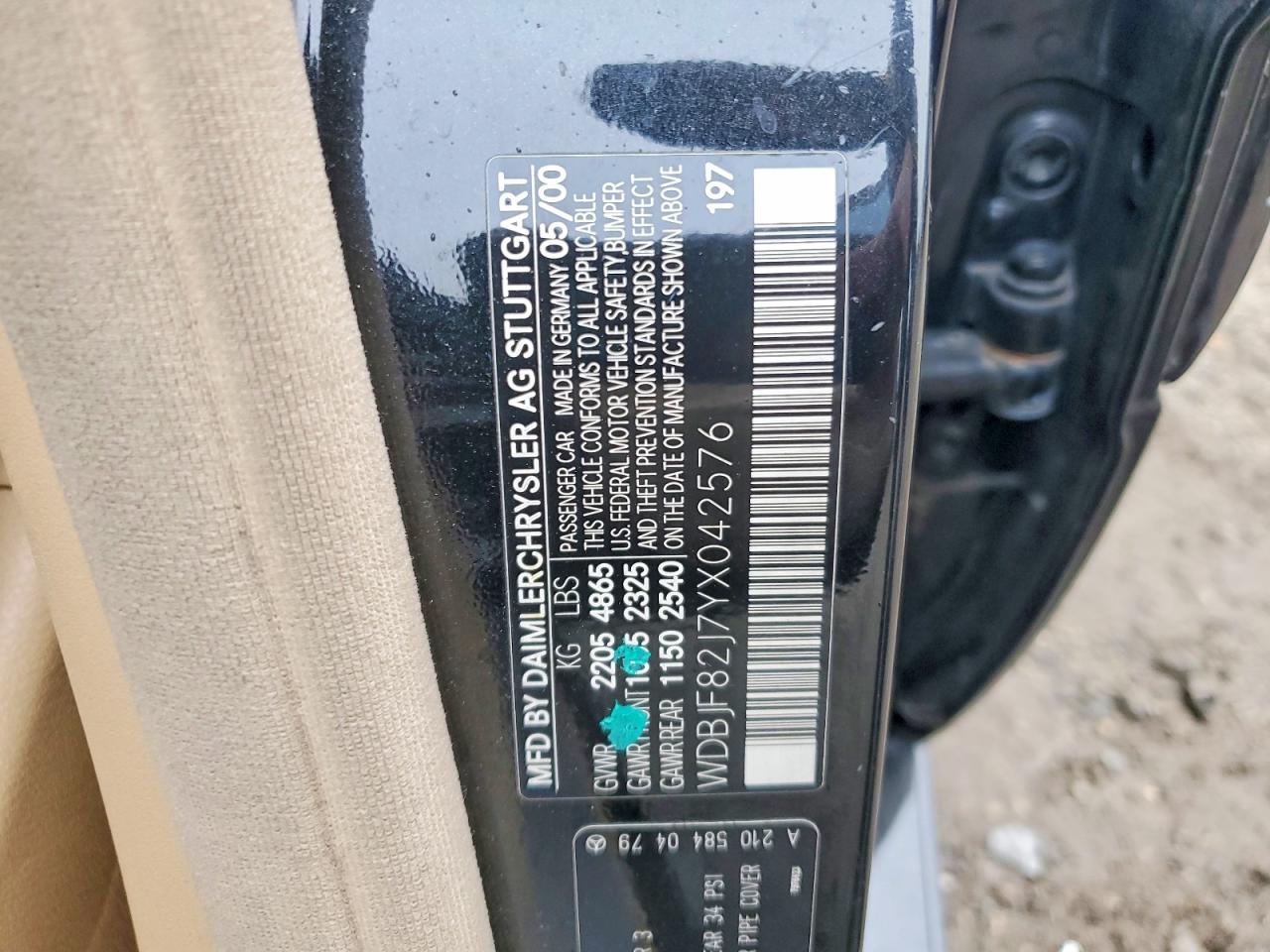2000 Mercedes-benz E 320 4matic Черный vin: WDBJF82J7YX042576
