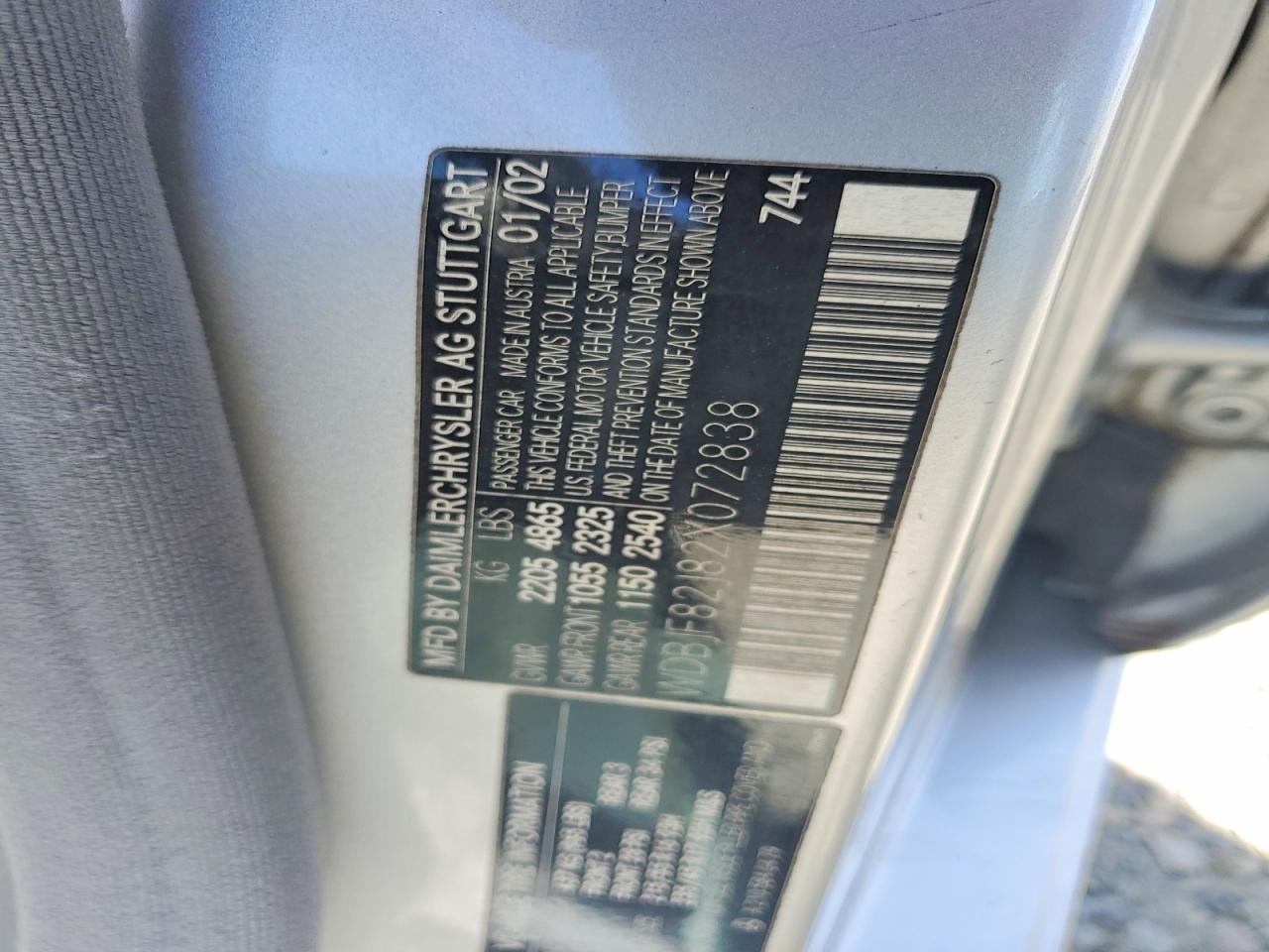 2002 Mercedes-benz E 320 4matic Silver vin: WDBJF82J82X072838
