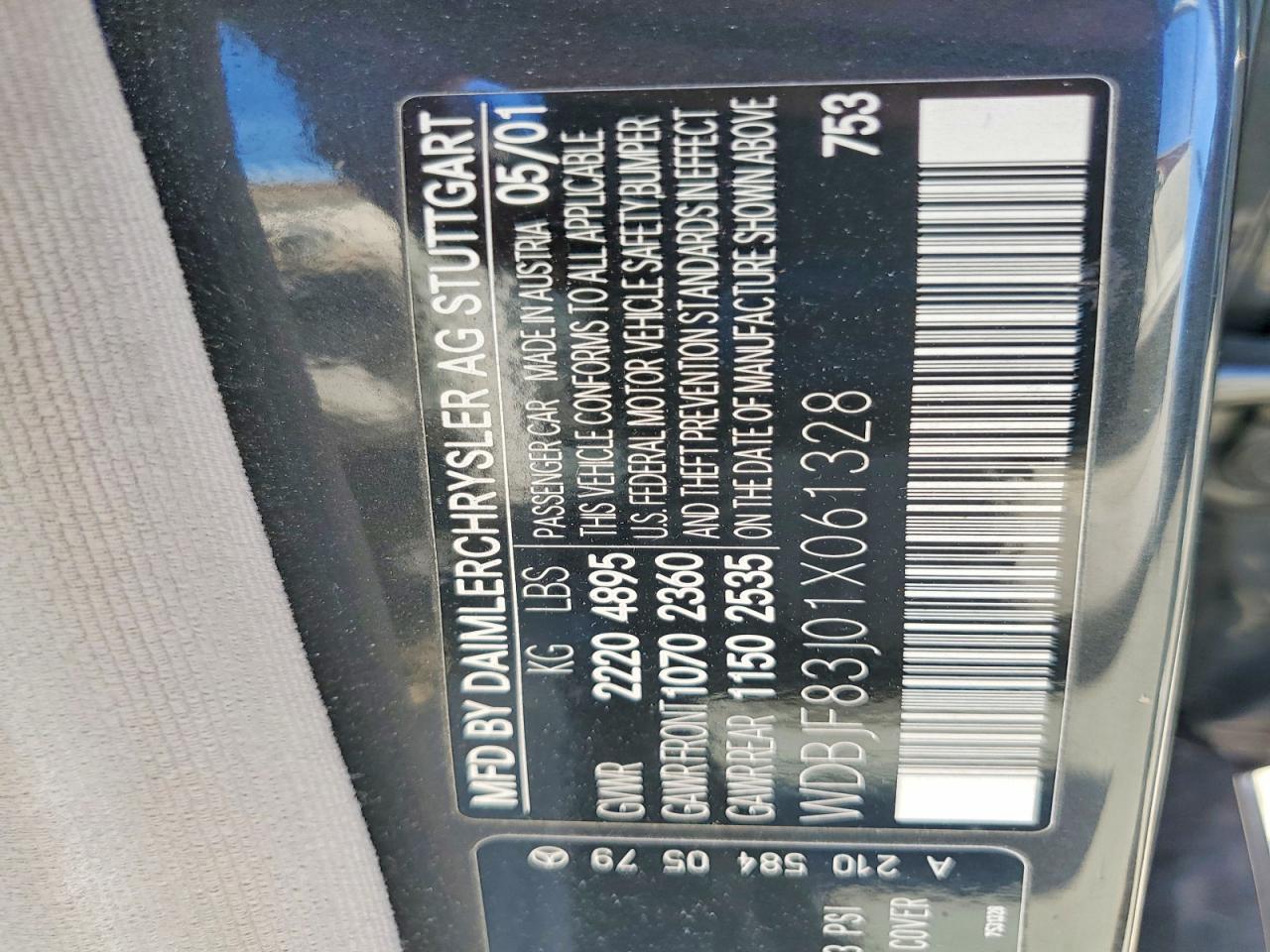 2001 Mercedes-benz E 430 Black vin: WDBJF83J01X061328