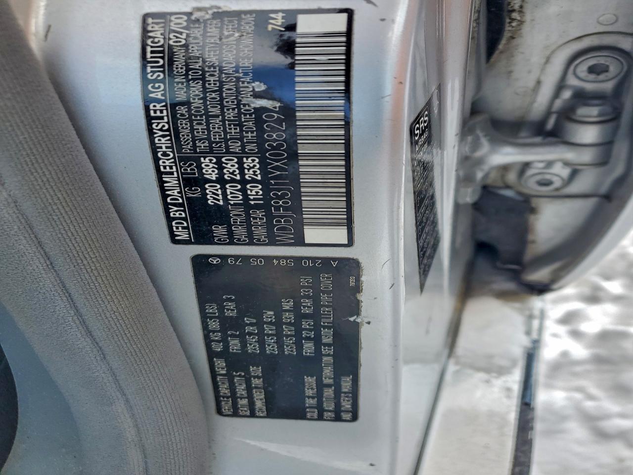 2000 Mercedes-benz E 430 Серебряный vin: WDBJF83J1YX038294