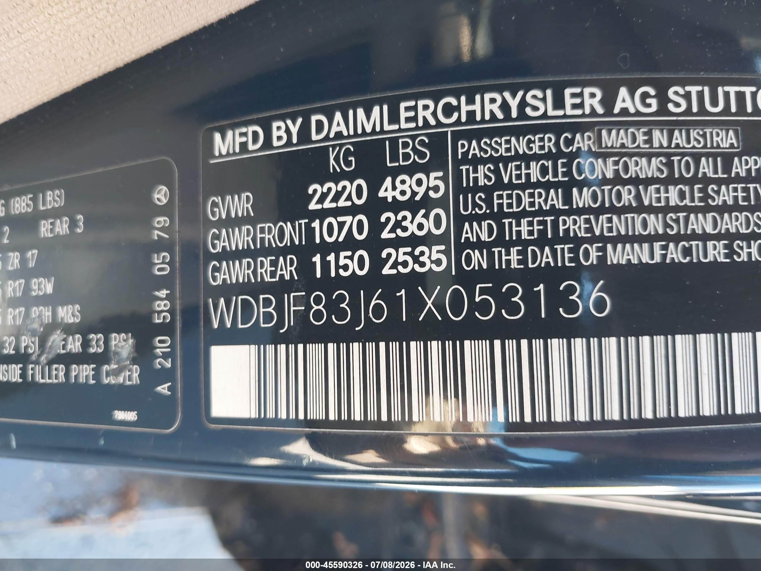 2001 Mercedes-benz E 430 4m Dark Blue vin: WDBJF83J61X053136