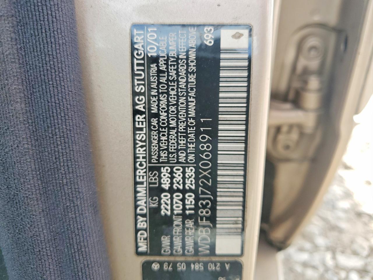 2002 Mercedes-benz E 430 Золотой vin: WDBJF83J72X068911