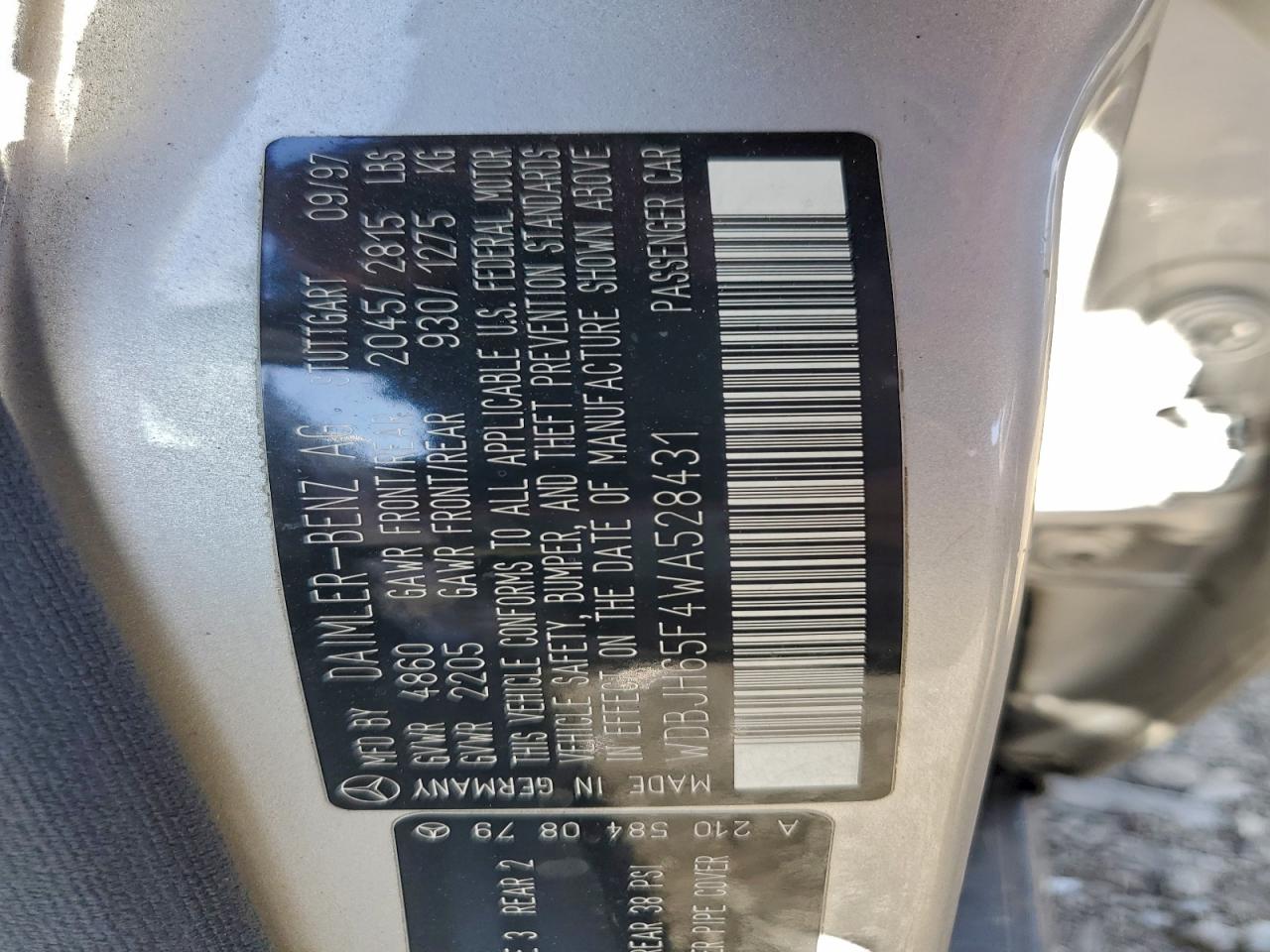 1998 Mercedes-benz E 320 Серебряный vin: WDBJH65F4WA528431