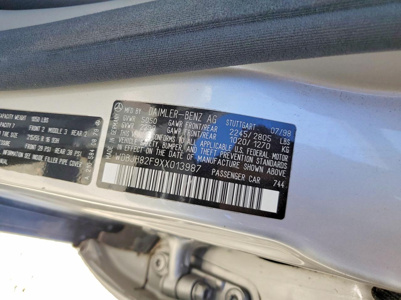 1999 Mercedes-benz E 320 4matic Серебряный vin: WDBJH82F9XX013987