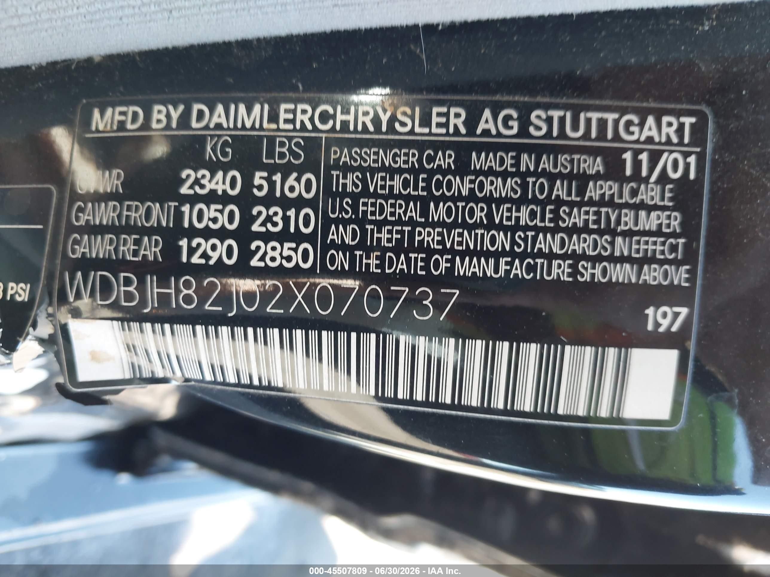 2002 Mercedes-benz E 320 4m Black vin: WDBJH82J02X070737