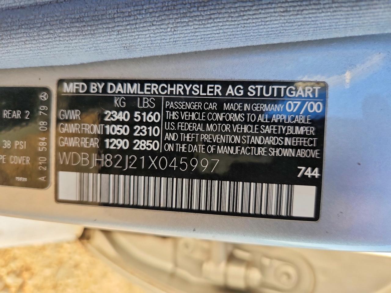 2001 Mercedes-benz E 320 4matic Silver vin: WDBJH82J21X045997