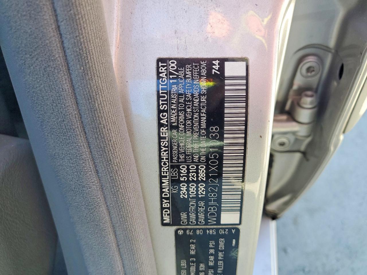2001 Mercedes-benz E 320 4matic Silver vin: WDBJH82J21X051038