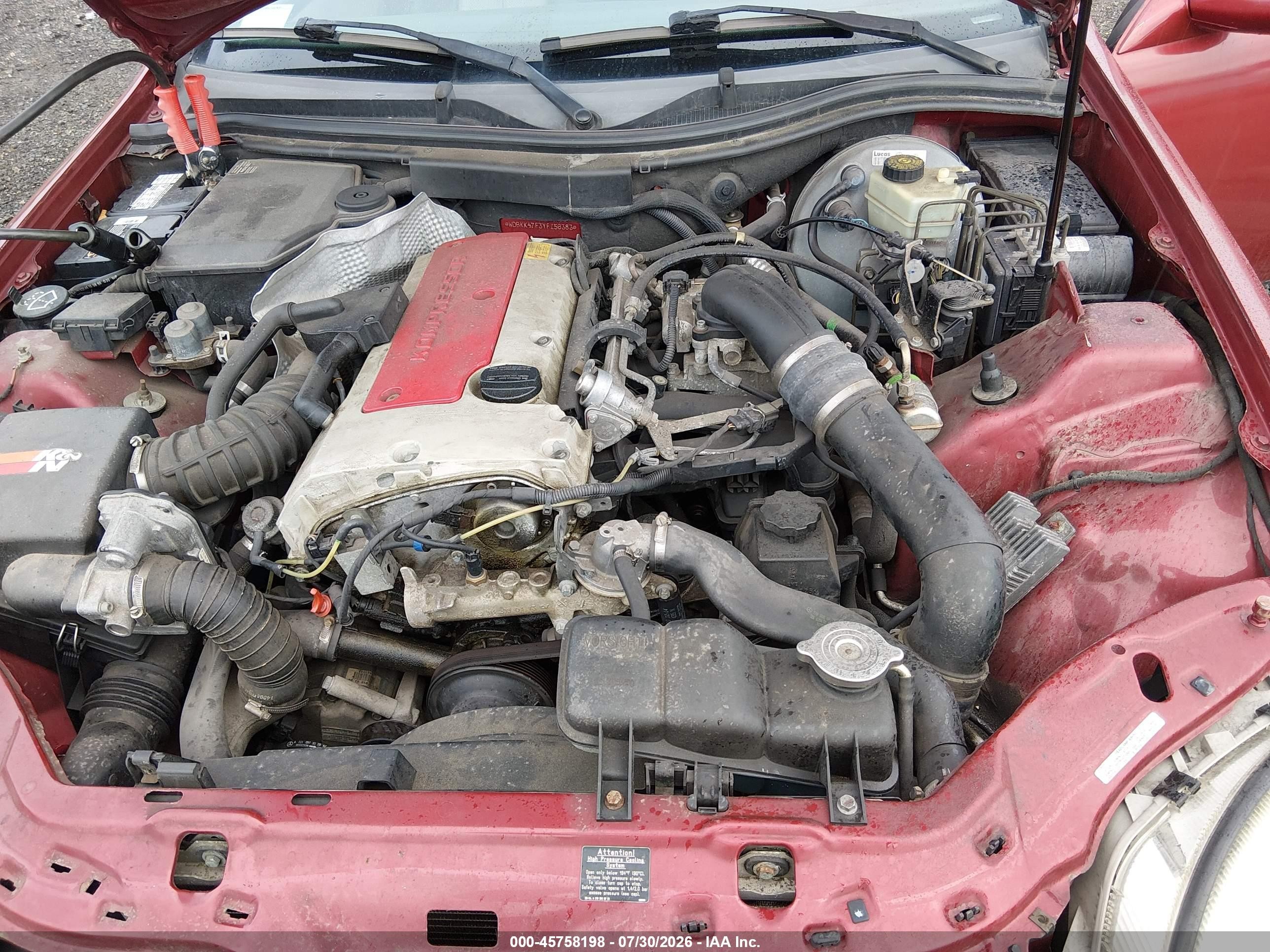 2000 Mercedes-benz Slk 230 Kompressor Red vin: WDBKK47F3YF156383