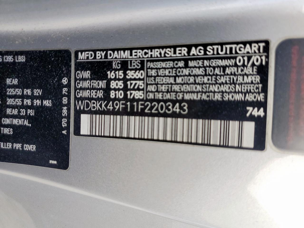2001 Mercedes-benz Slk 230 Kompressor Silver vin: WDBKK49F11F220343