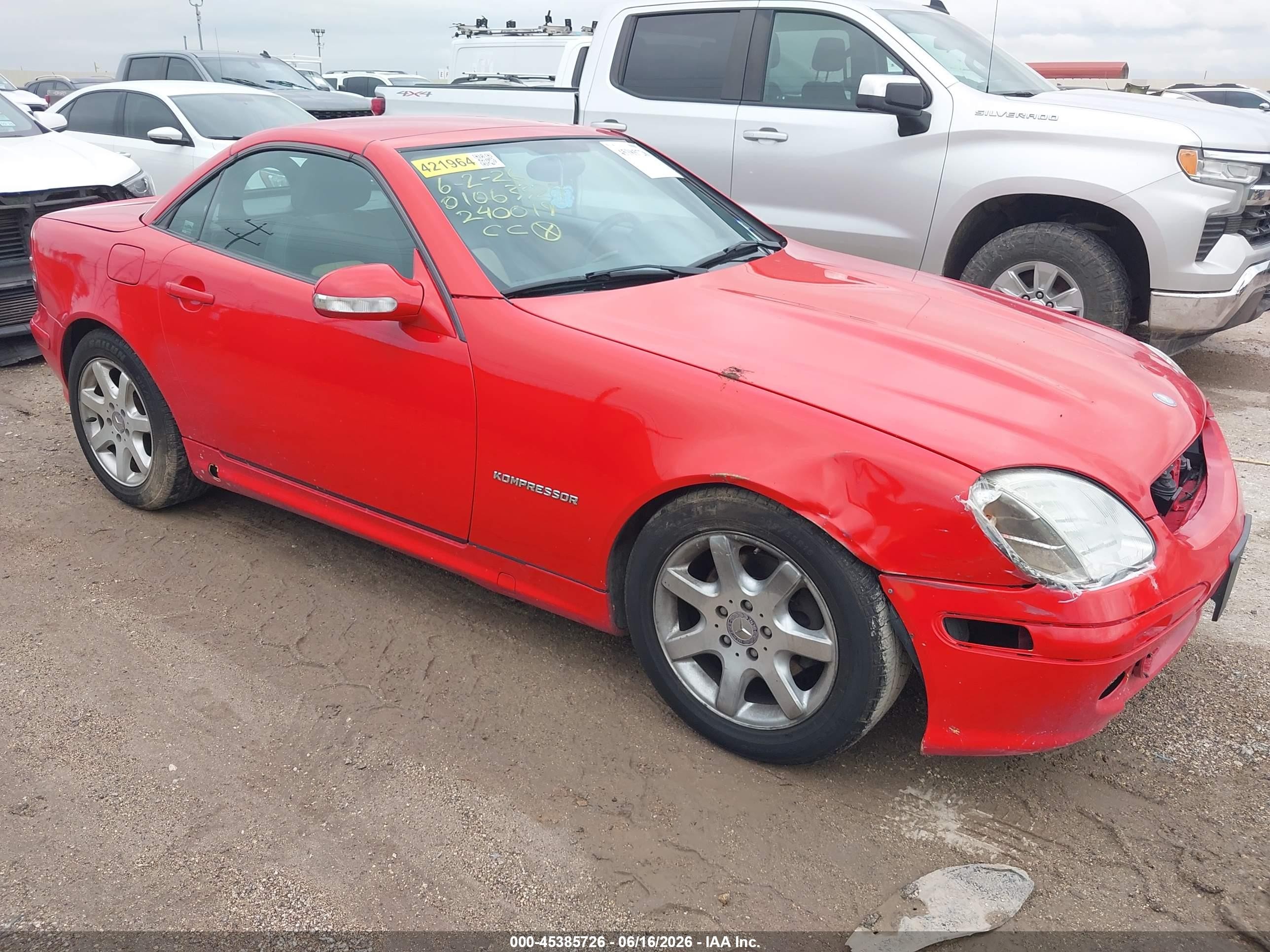 2002 Mercedes-benz Slk 230 Kompressor Red vin: WDBKK49F22F240019