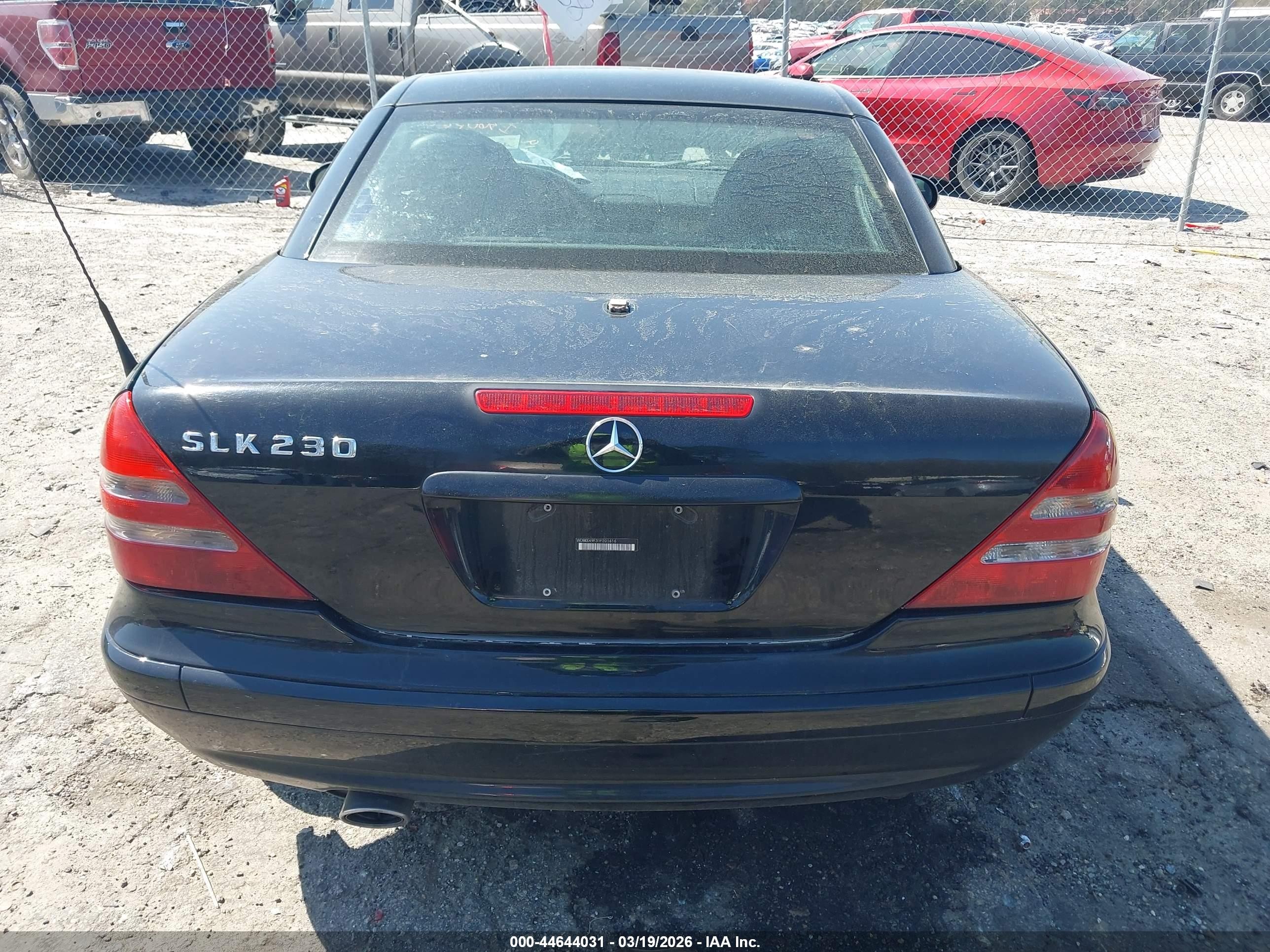 2001 Mercedes-benz Slk 230 Kompressor Black vin: WDBKK49F31F201616