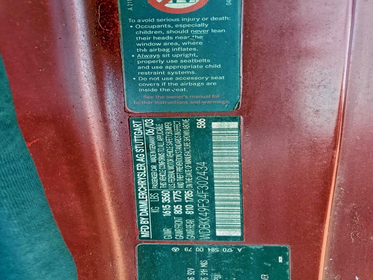 2004 Mercedes-benz Slk Красный vin: WDBKK49F34F302434