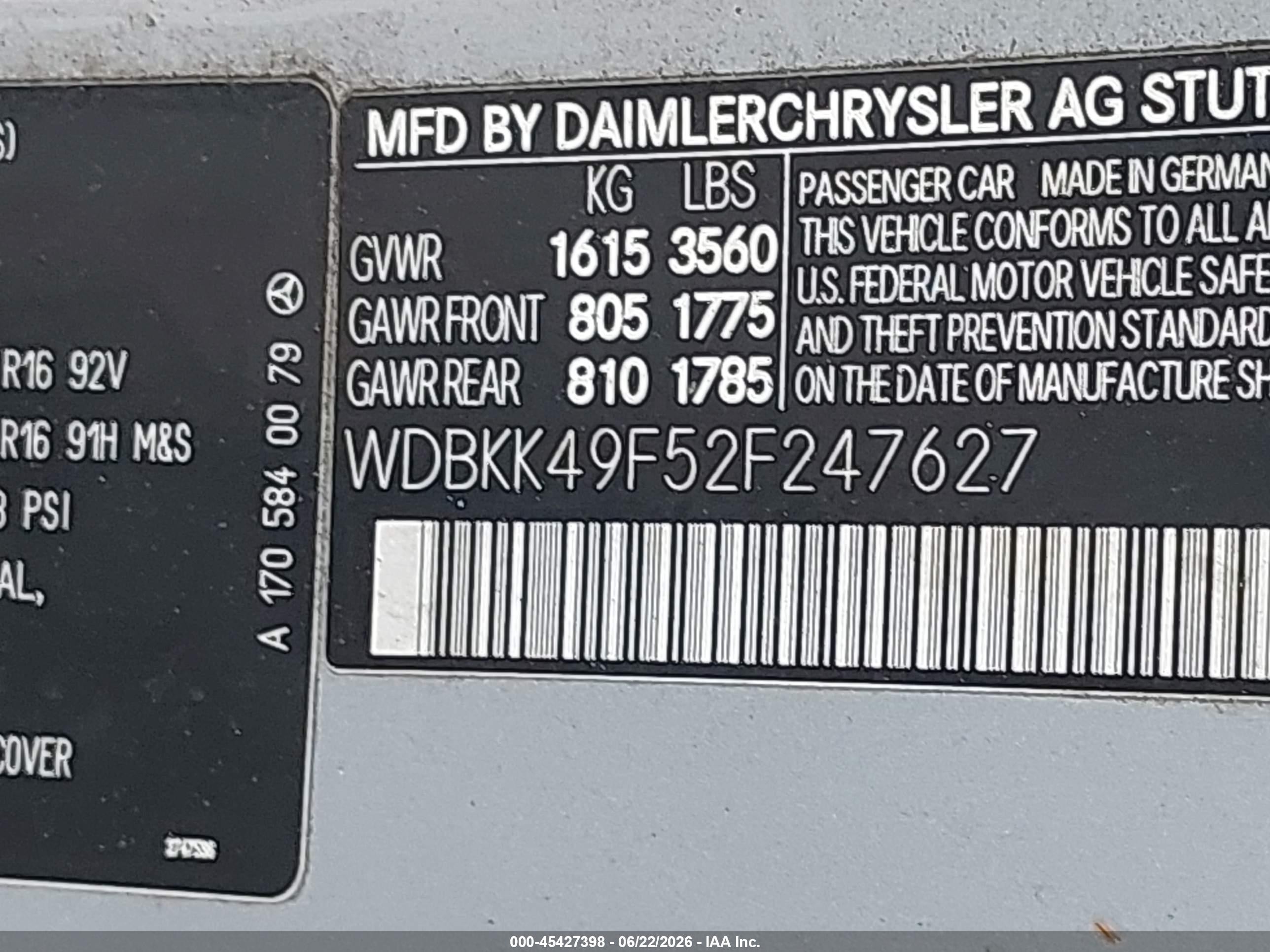2002 Mercedes-benz Slk 230 Kompressor Silver vin: WDBKK49F52F247627