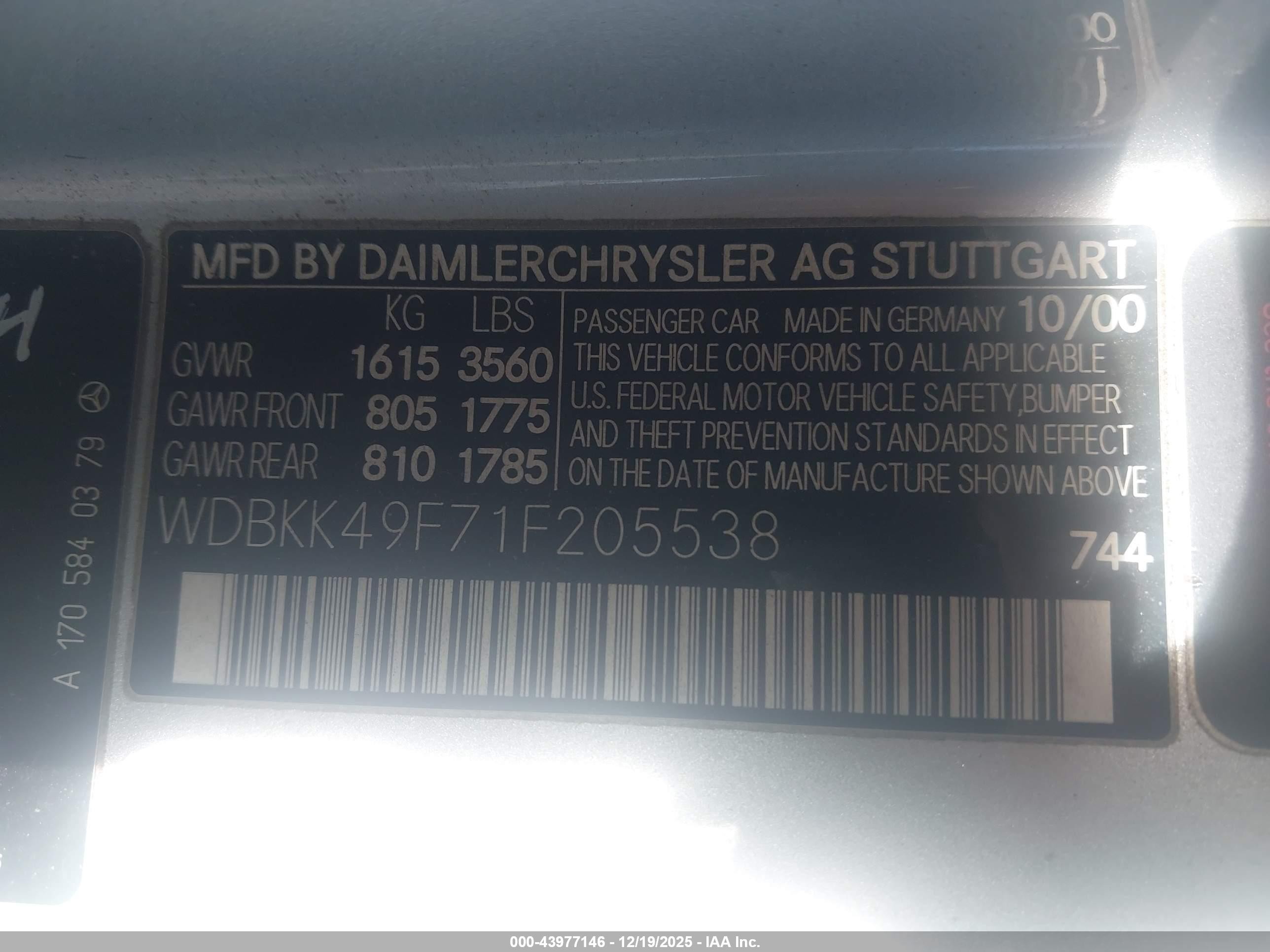 2001 Mercedes-benz Slk 230 Kompressor Серебряный vin: WDBKK49F71F205538