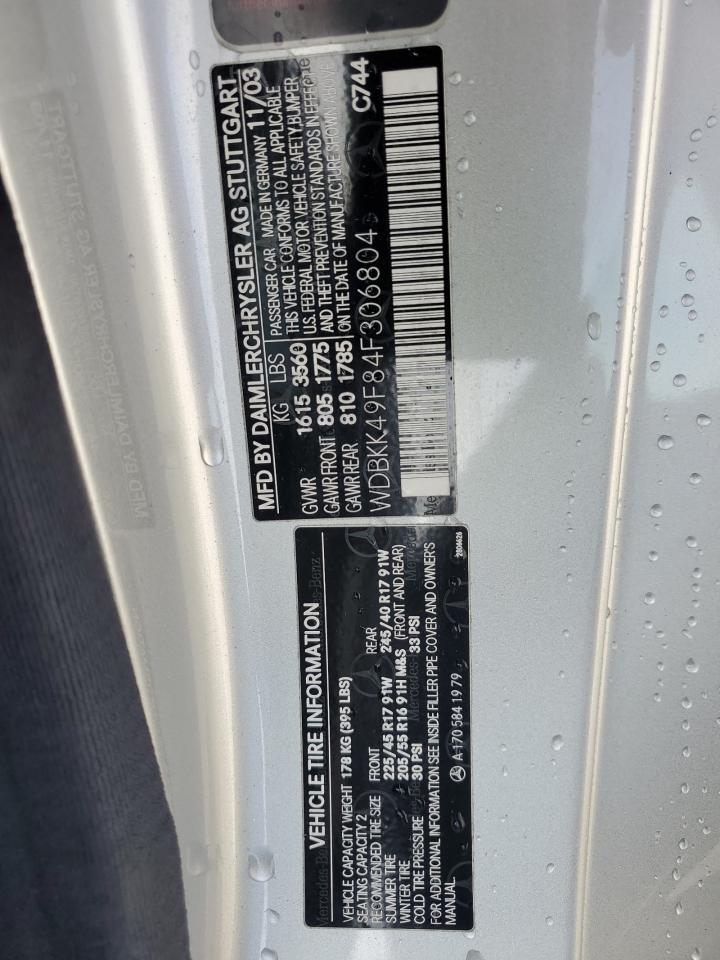 2004 Mercedes-benz Slk 230 Kompressor Silver vin: WDBKK49F84F306804