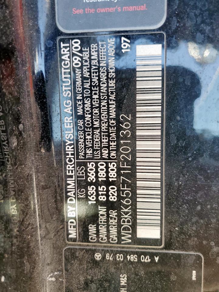 2001 Mercedes-benz Slk 320 Black vin: WDBKK65F71F201362
