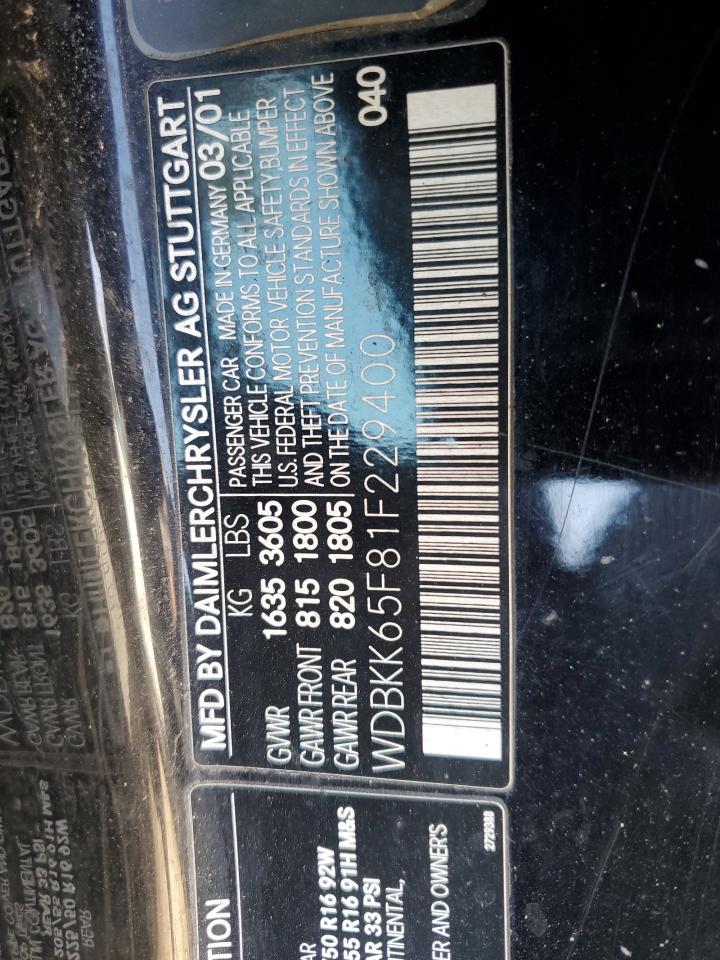 2001 Mercedes-benz Slk 320 Black vin: WDBKK65F81F229400