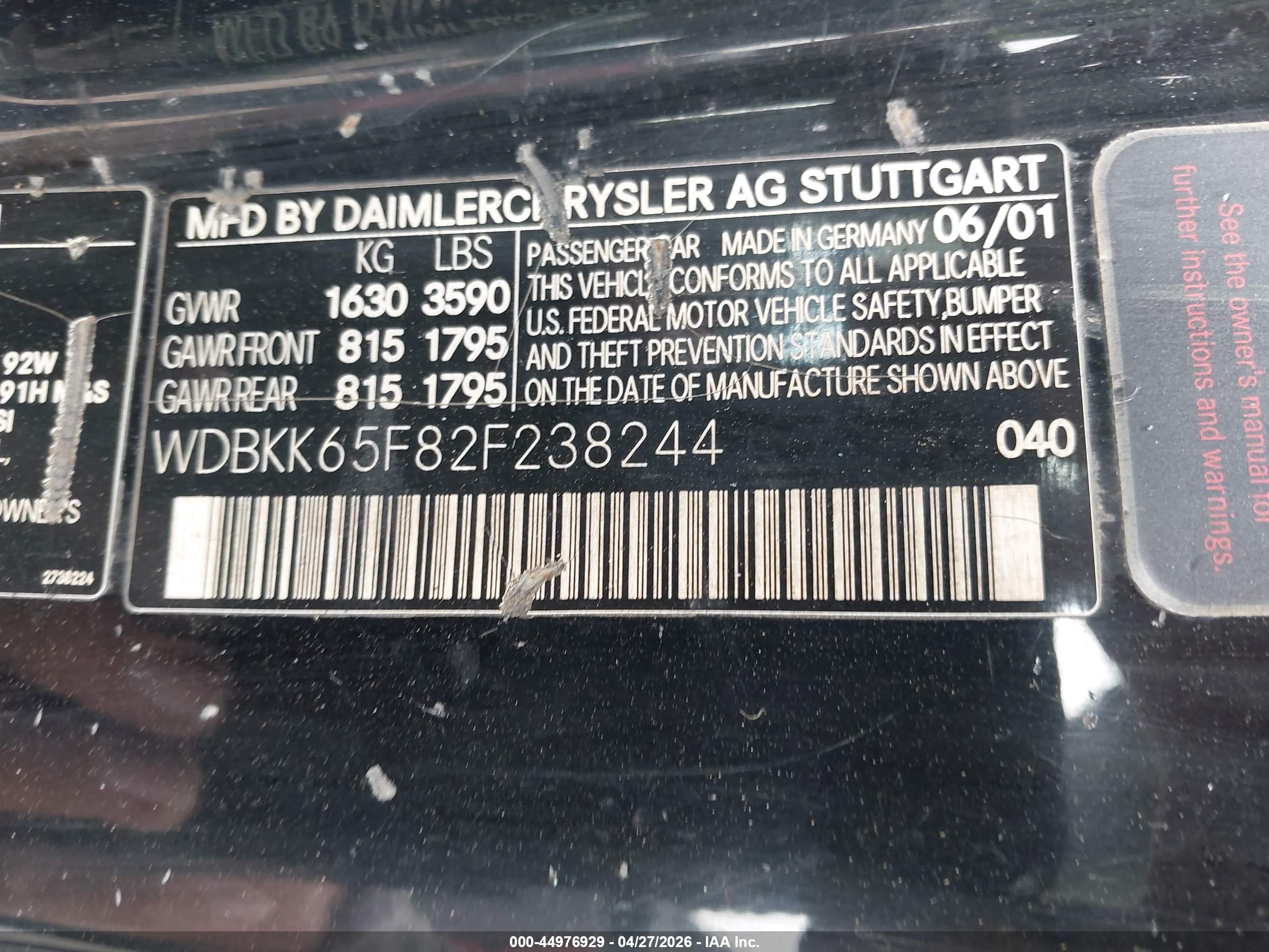 2002 Mercedes-benz Slk 320   Черный vin: WDBKK65F82F238244